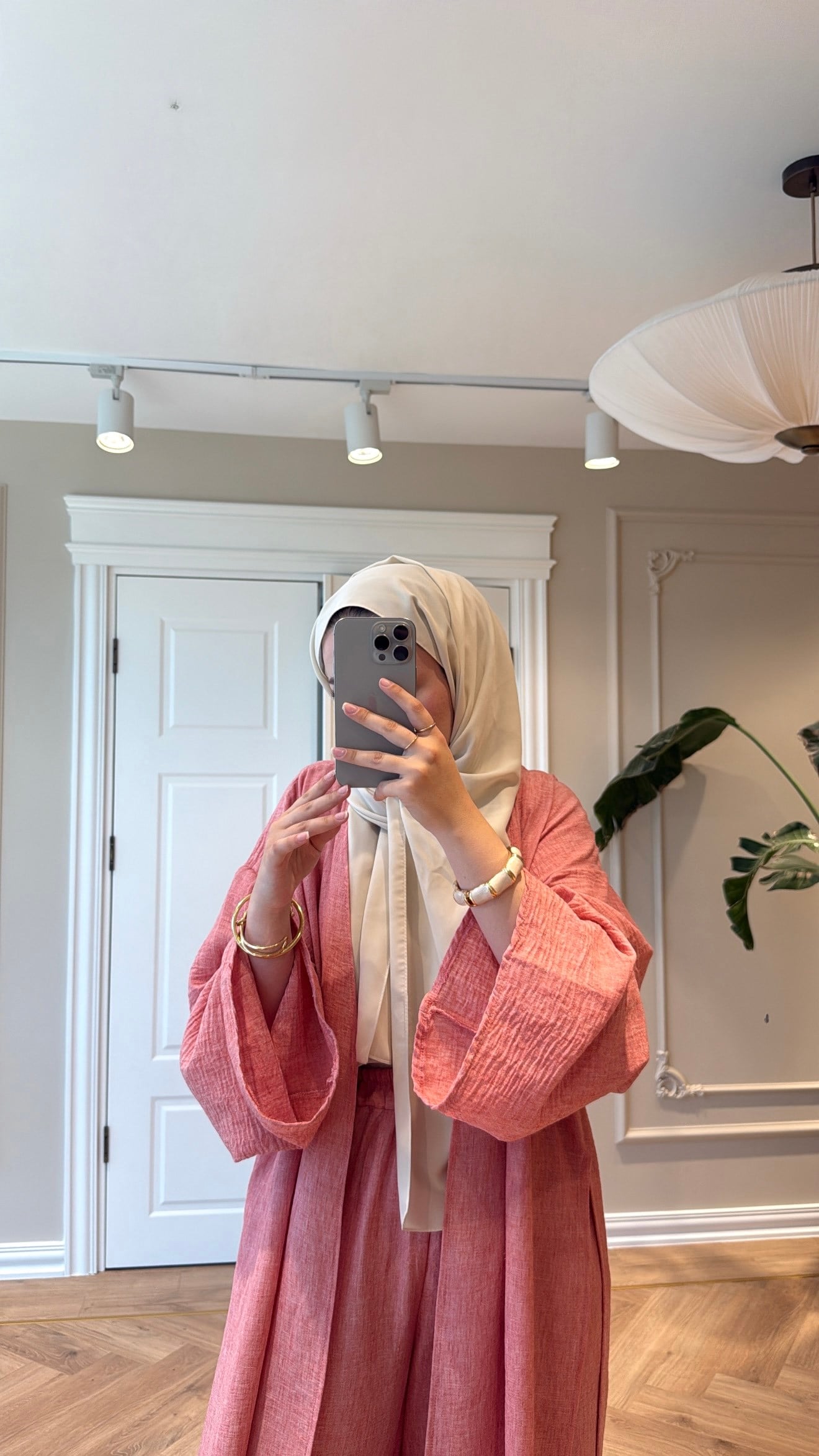 Keten Kimono Takım - Pembe-5719