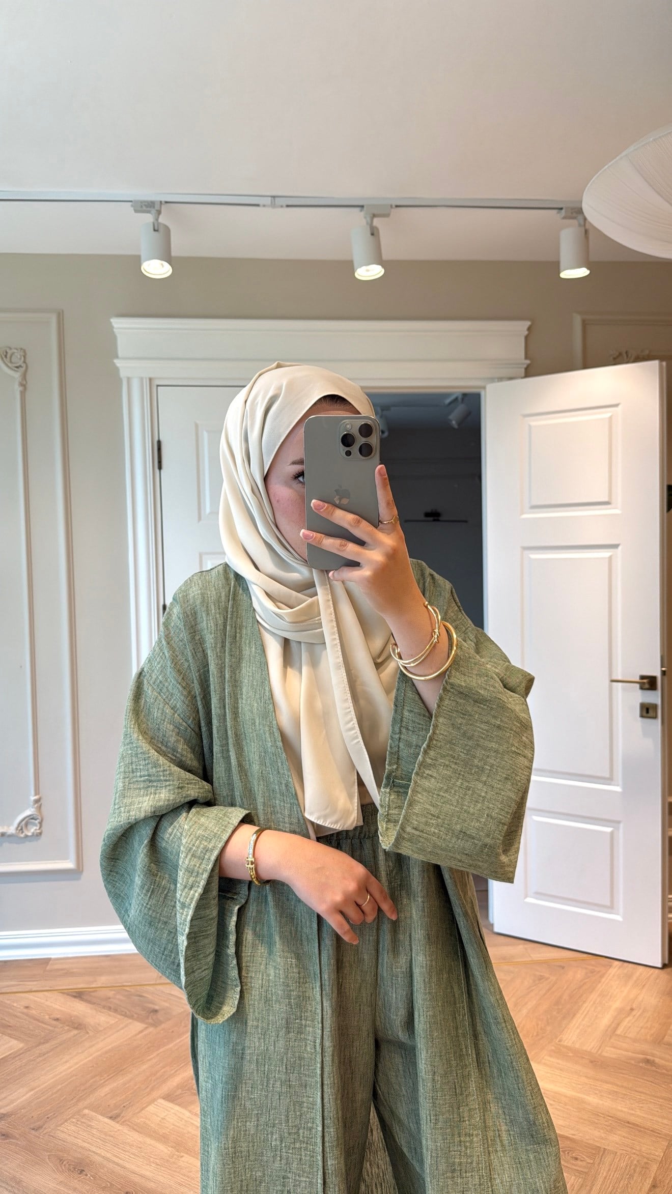 Keten Kimono Takım - Yeşil-5719