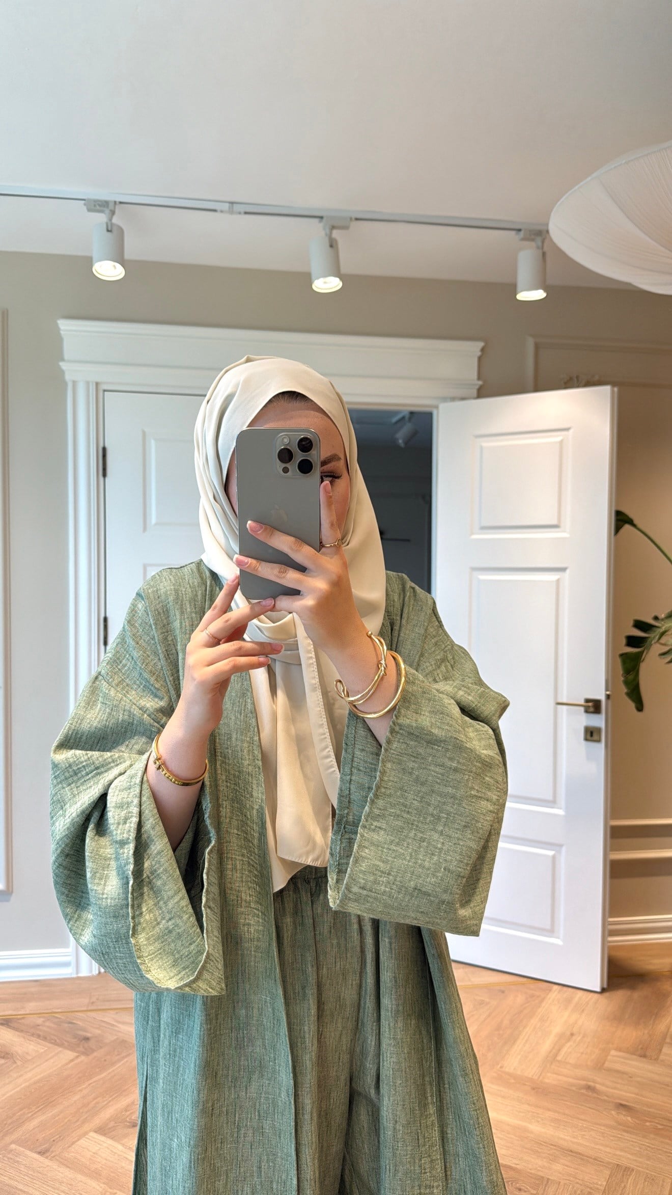 Keten Kimono Takım - Yeşil-5719