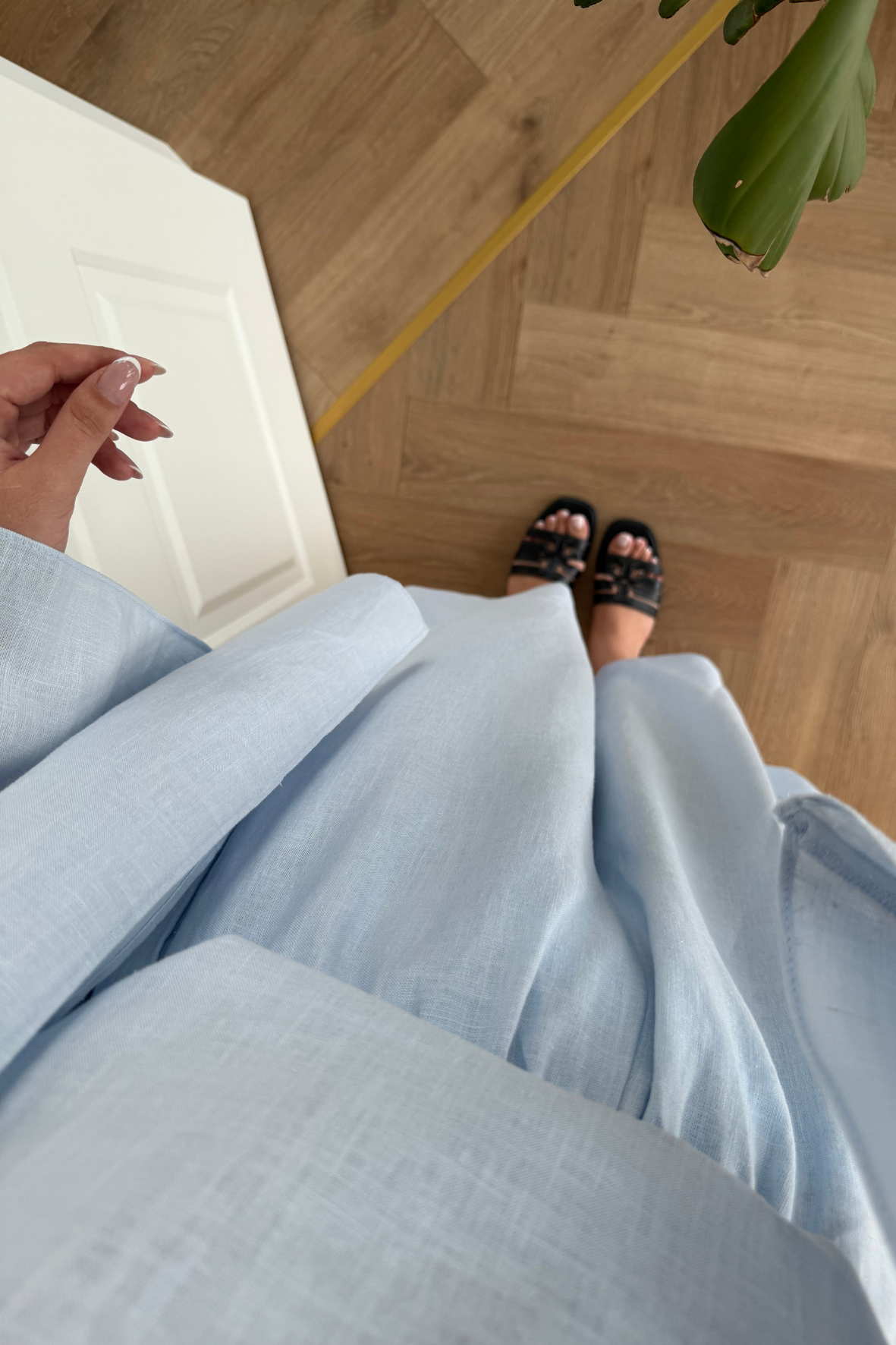Keten Şallı Premium Takım -Bebe Mavisi -8579