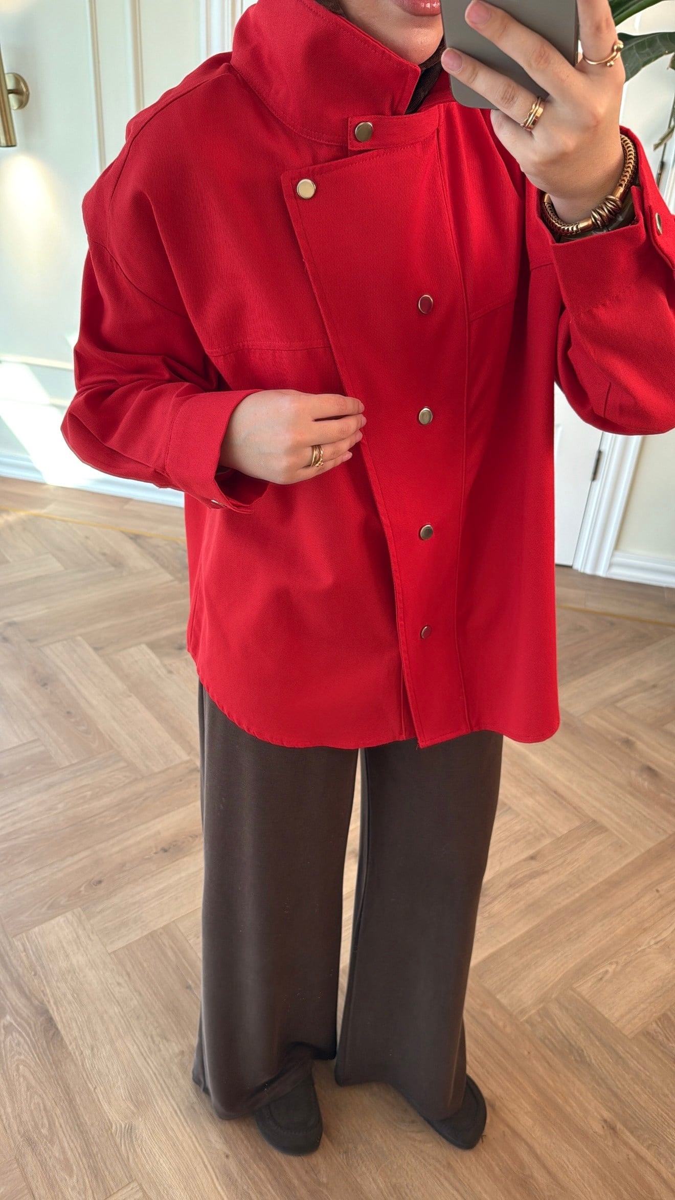 Kırmızı Gabardin Ceket -107347
