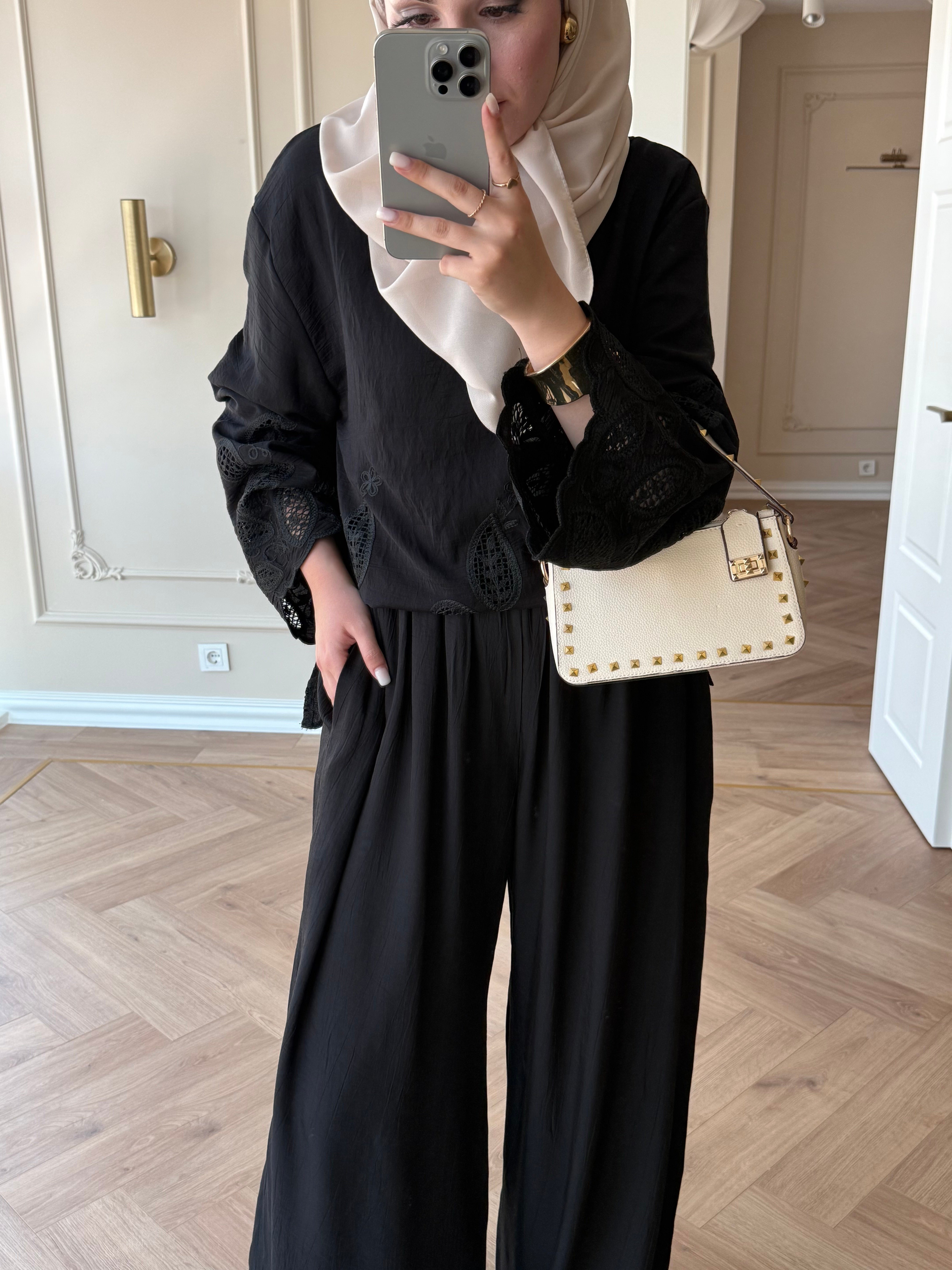 Lavella Pantolonlu Takım - Siyah-5183