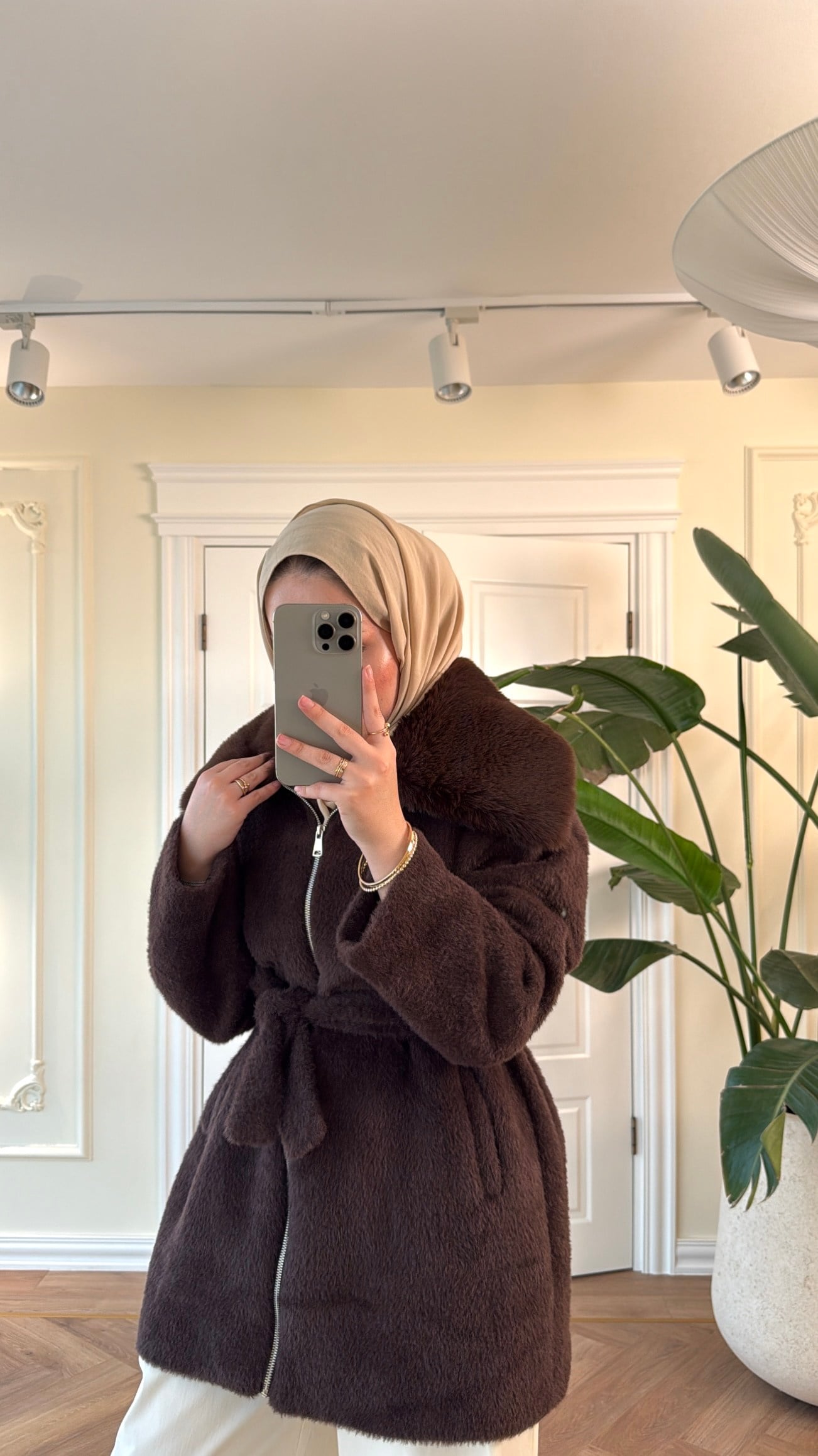 Lendi Kürklü Angora Mont -Kahve-2330