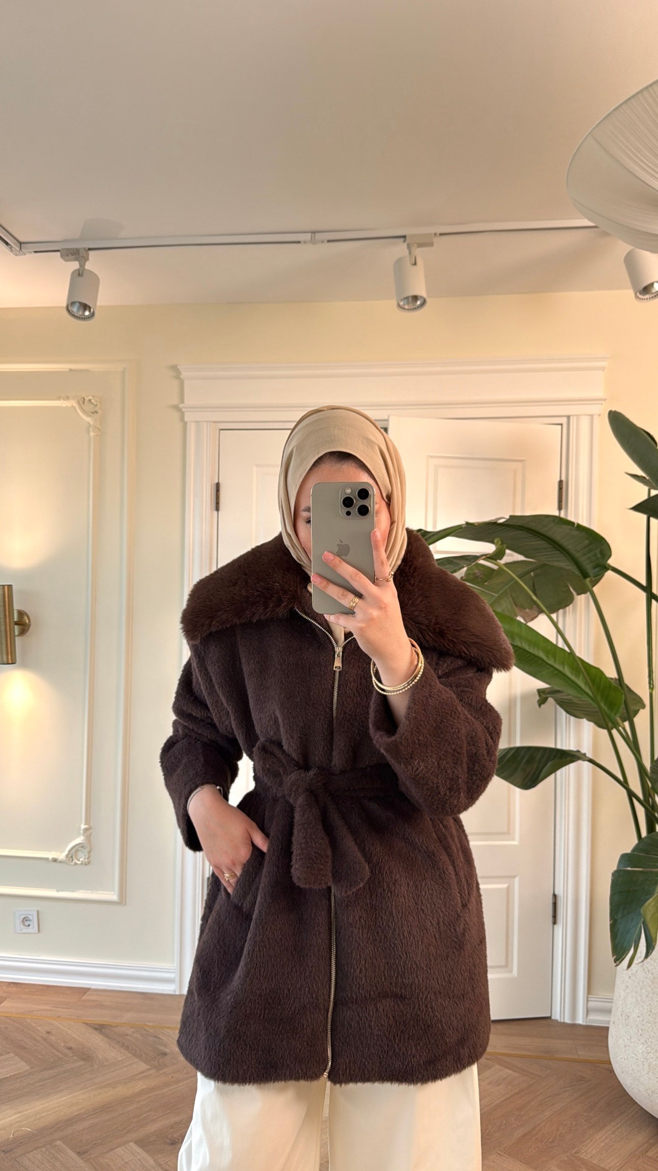 Lendi Kürklü Angora Mont -Kahve-2330