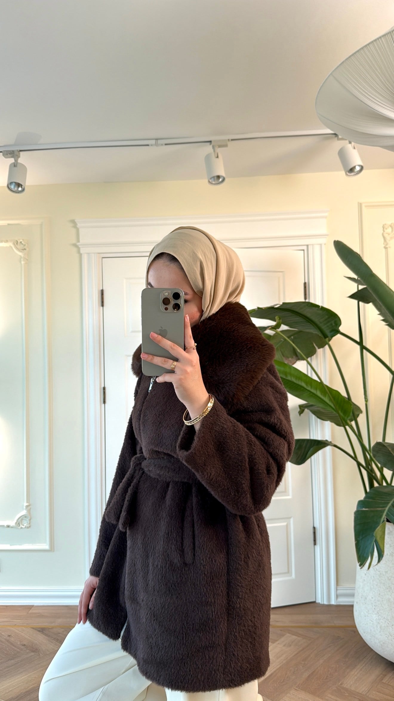Lendi Kürklü Angora Mont -Kahve-2330