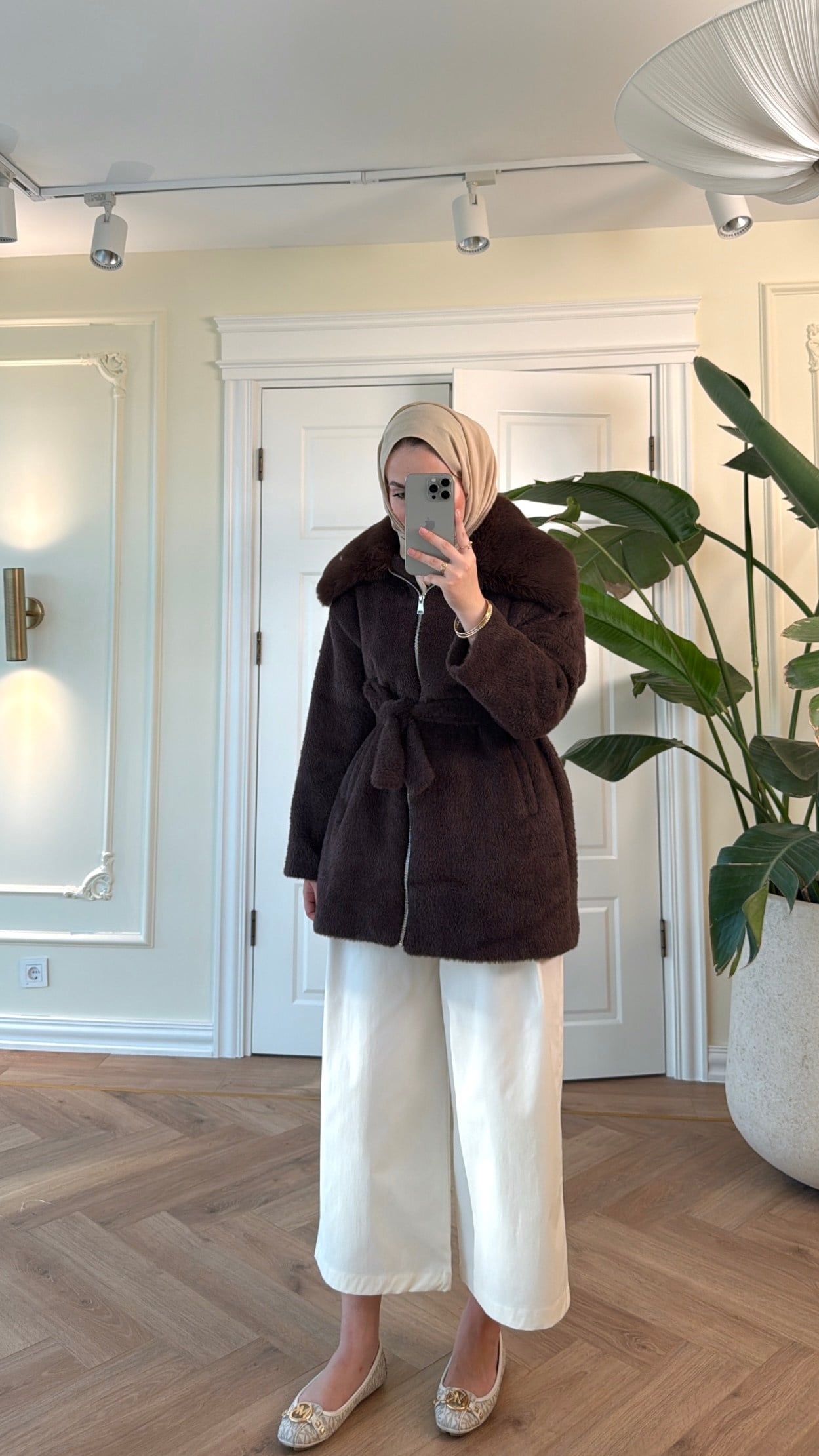 Lendi Kürklü Angora Mont -Kahve-2330