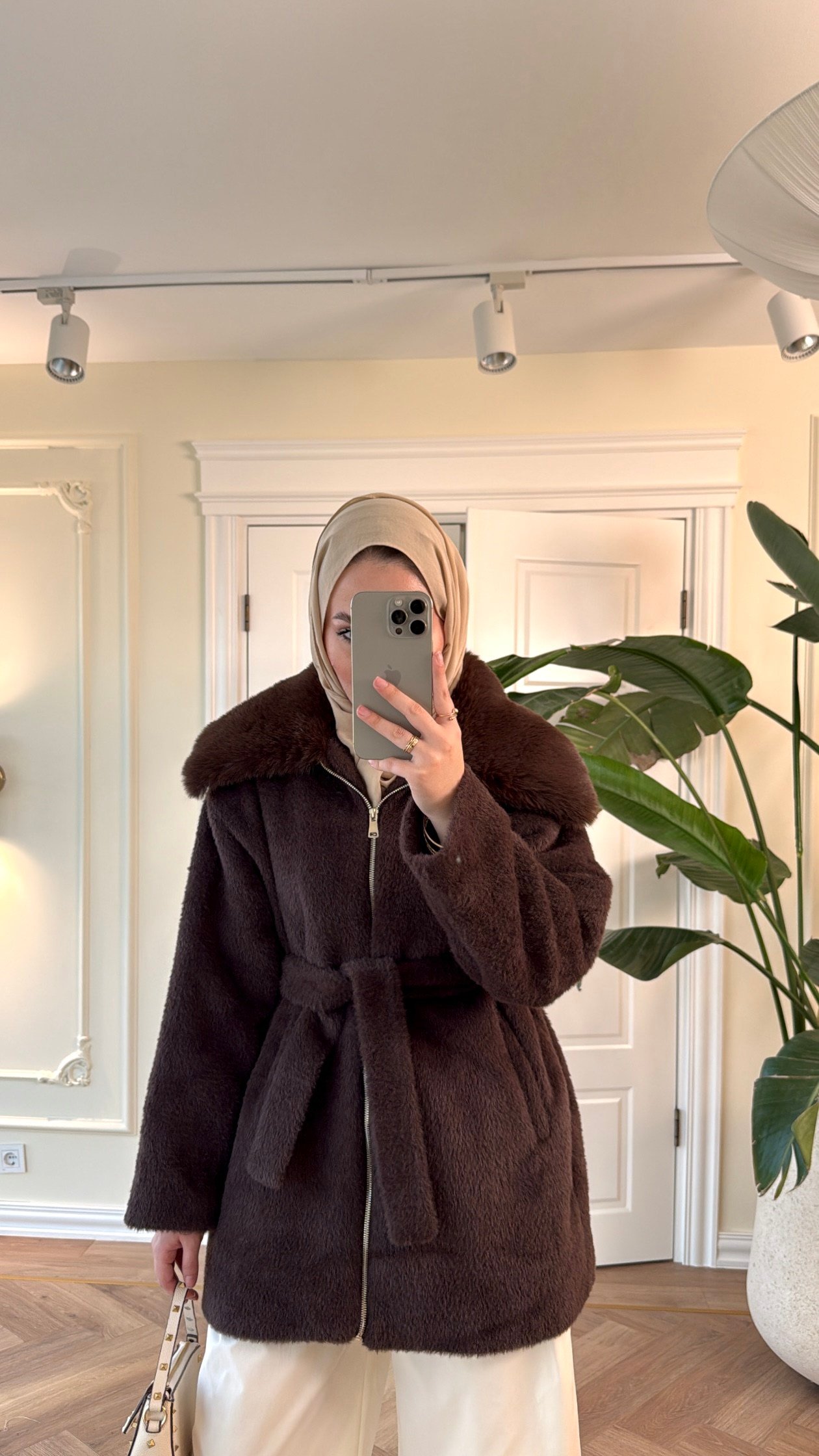 Lendi Kürklü Angora Mont -Kahve-2330