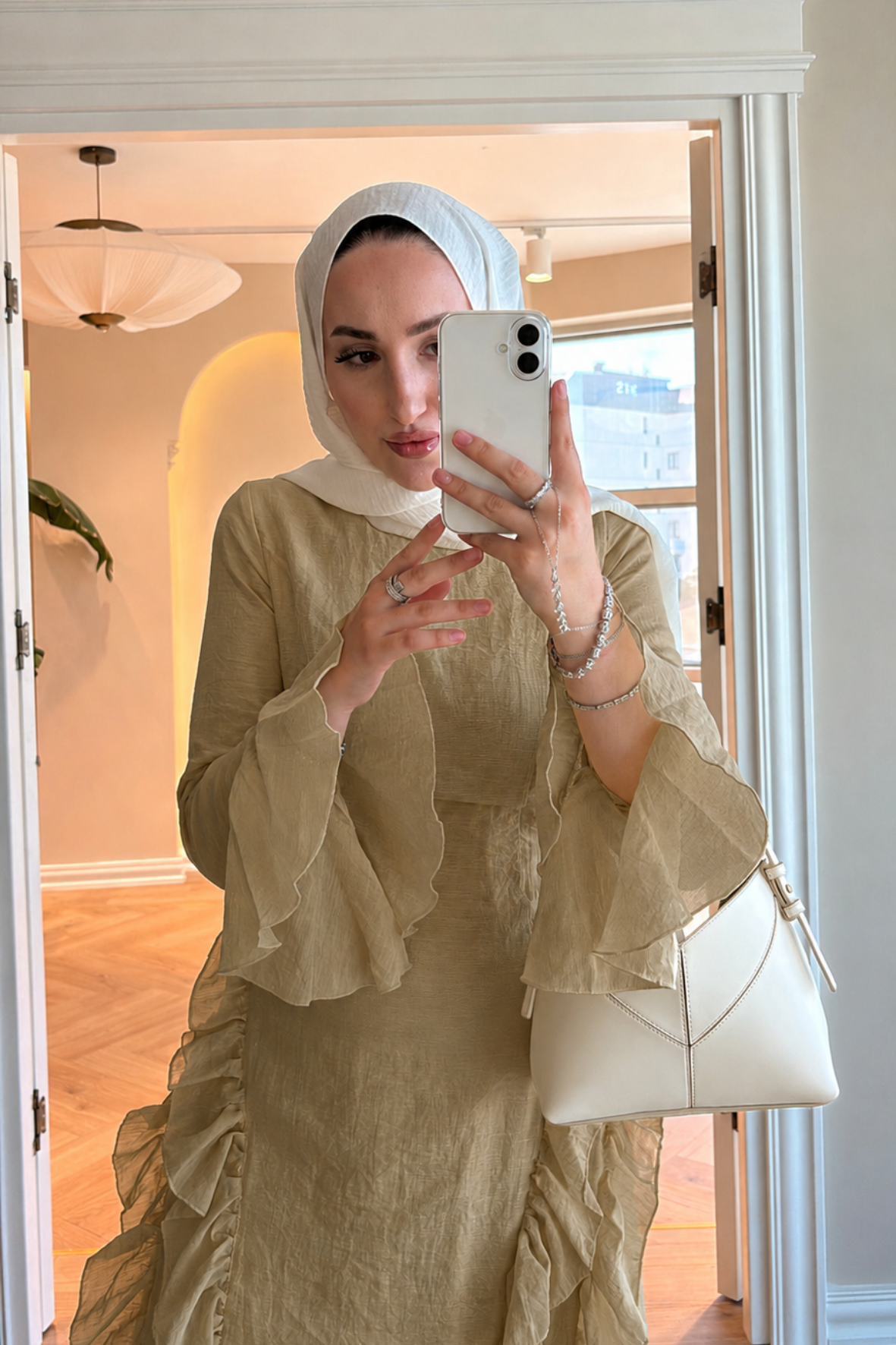Lera Fırfır Detaylı Elbise - Çağla-5198