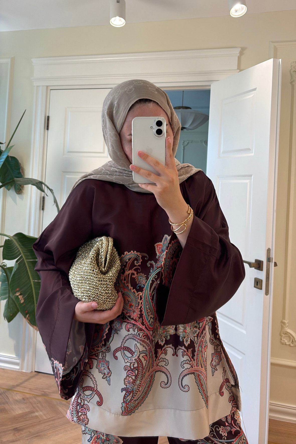 Lilyum Saten Pantolonlu Takım -  Kahverengi-5713