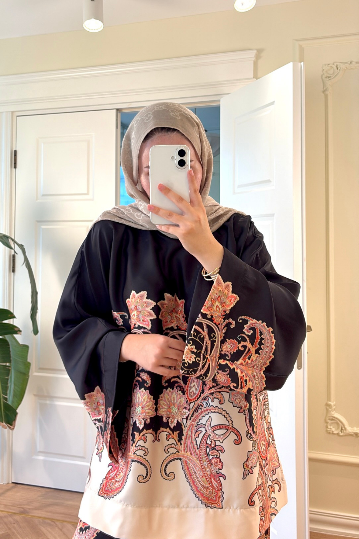 Lilyum Saten Pantolonlu Takım - Siyah-5713