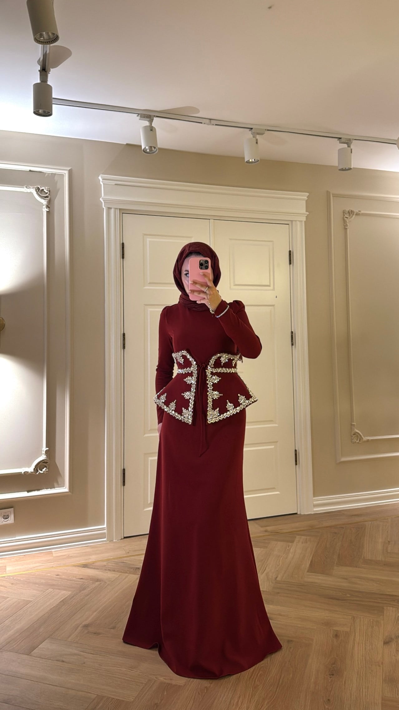 Lissa Swarovski Taş İşlemeli Korseli Abiye Elbise - Bordo-7519