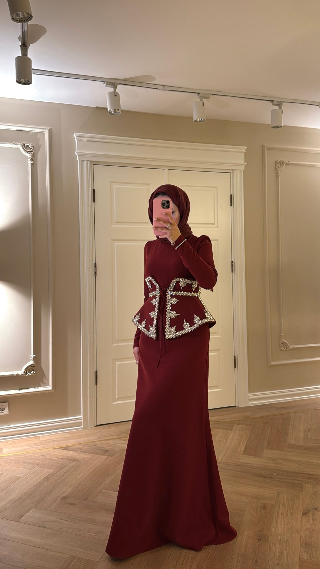 Lissa Swarovski Taş İşlemeli Korseli Abiye Elbise - Bordo-7519