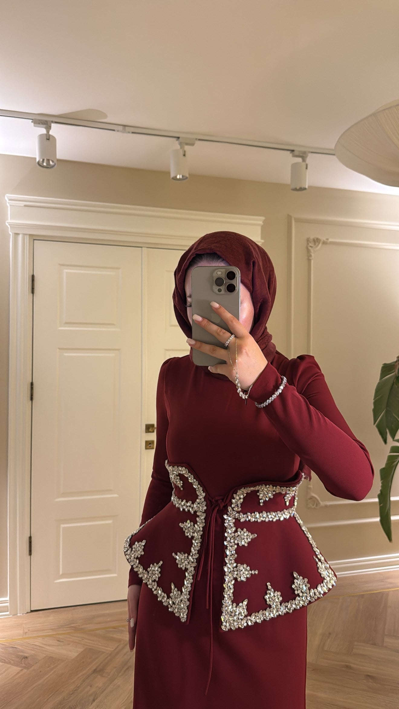 Lissa Swarovski Taş İşlemeli Korseli Abiye Elbise - Bordo-7519