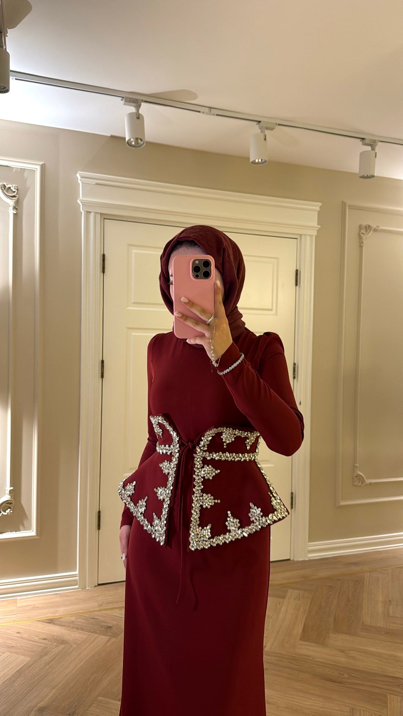 Lissa Swarovski Taş İşlemeli Korseli Abiye Elbise - Bordo-7519