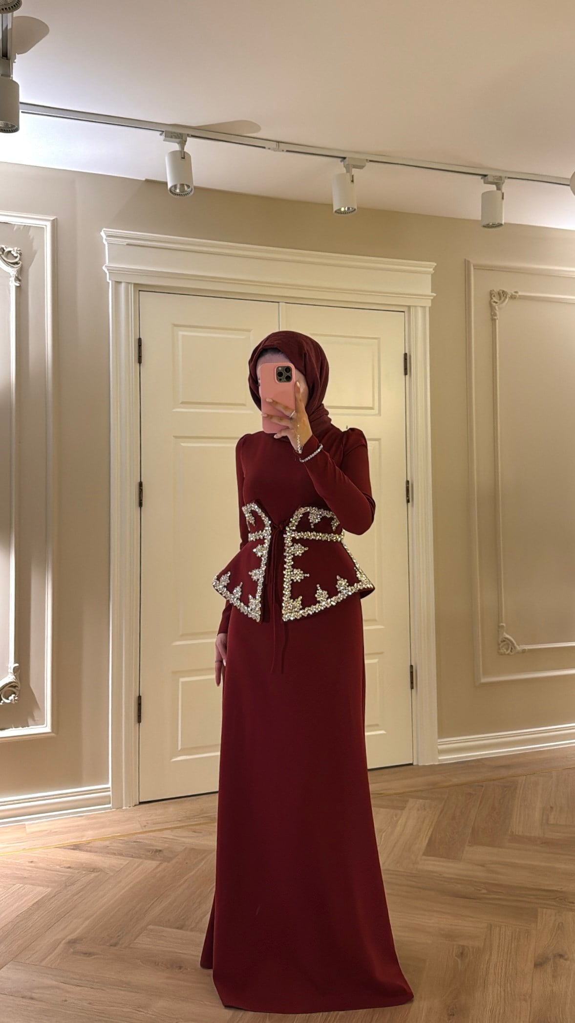 Lissa Swarovski Taş İşlemeli Korseli Abiye Elbise - Bordo-7519