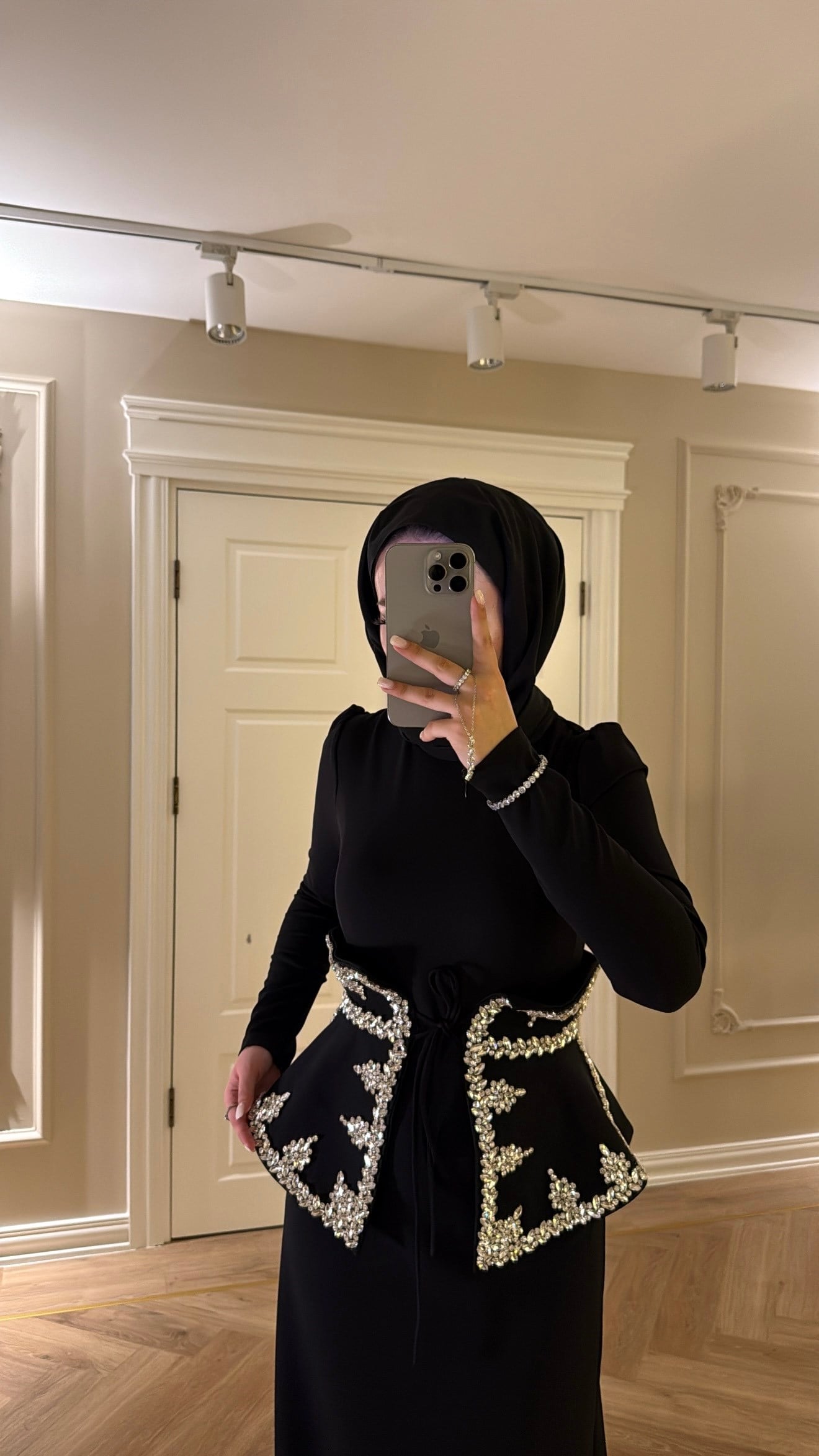 Lissa Swarovski Taş İşlemeli Korseli Abiye Elbise - Siyah-7519