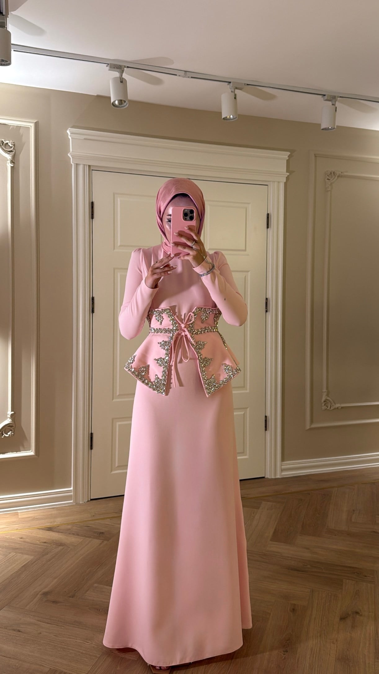 Lissa Taş Detaylı Elbise - Pembe -7519