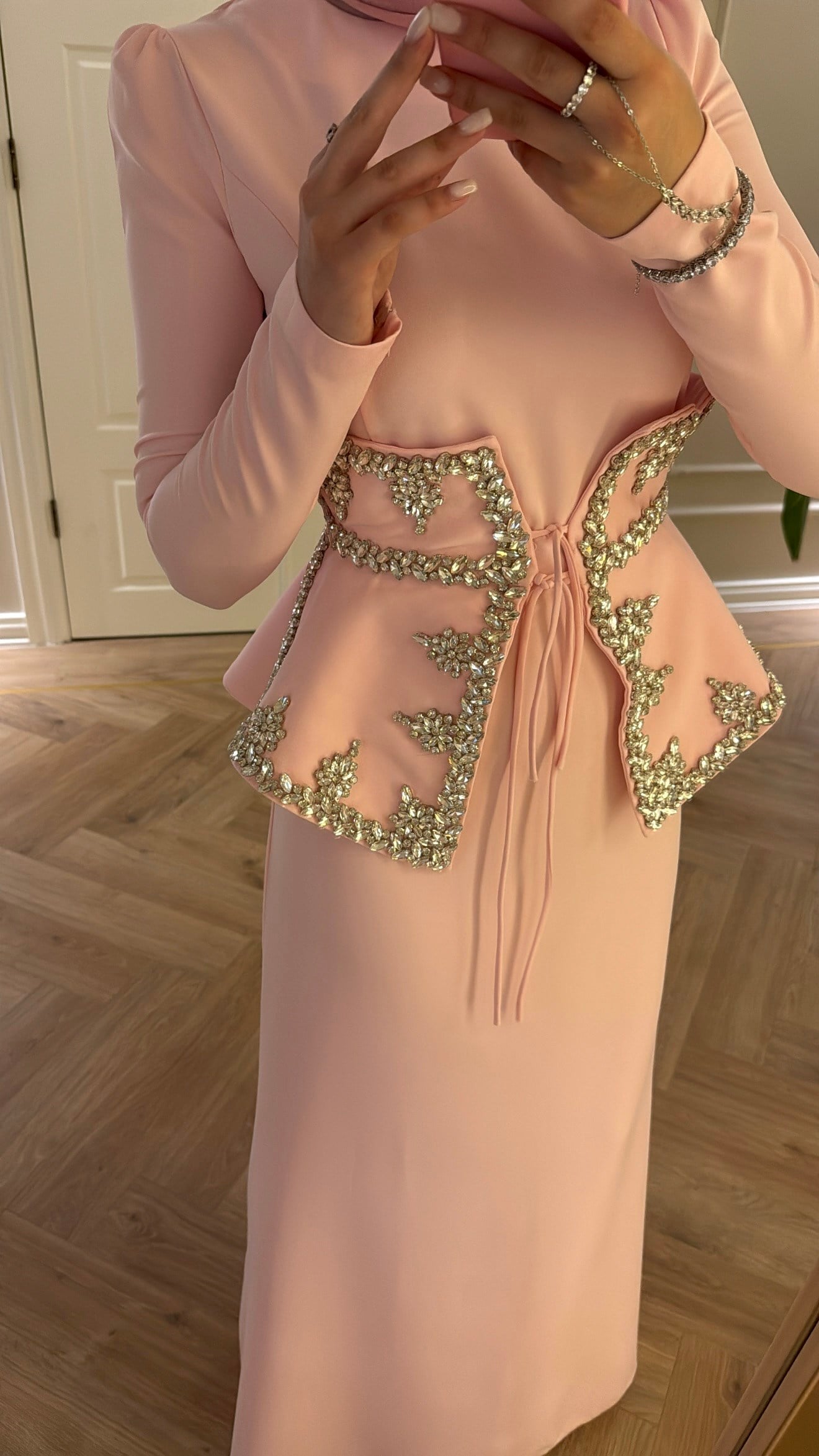 Lissa Taş Detaylı Elbise - Pembe -7519