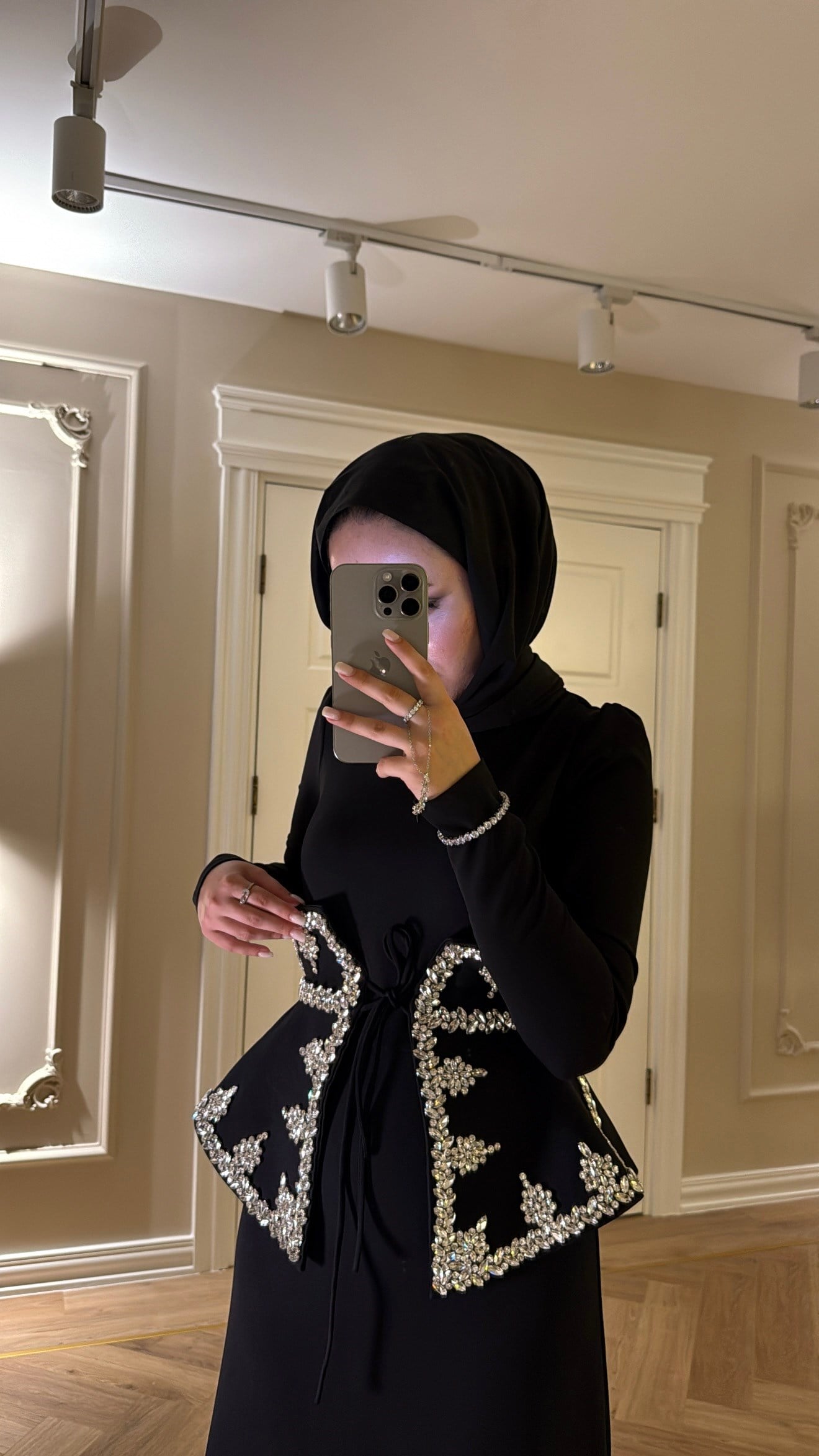 Lissa Swarovski Taş İşlemeli Korseli Abiye Elbise - Siyah-7519