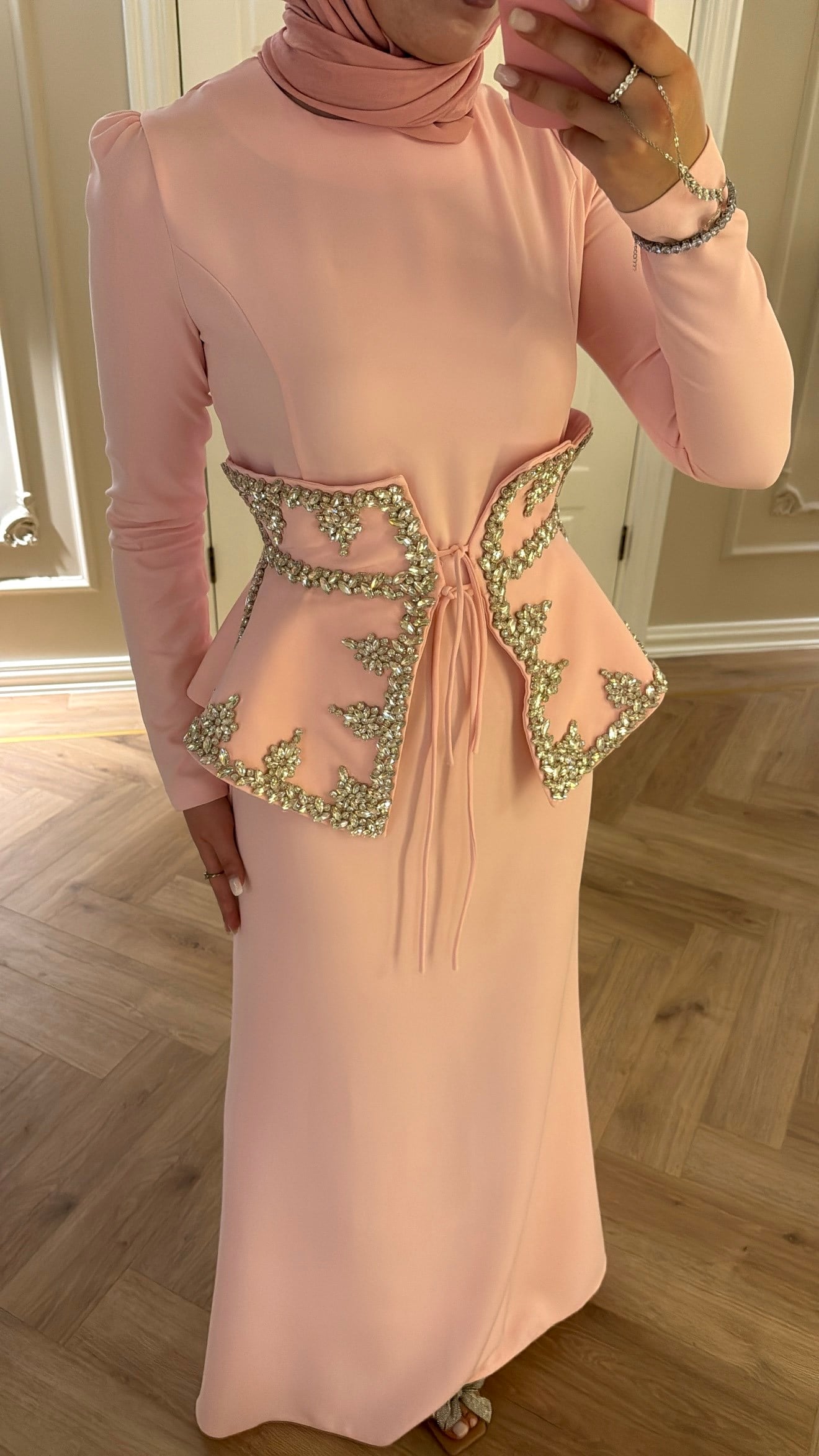 Lissa Taş Detaylı Elbise - Pembe -7519
