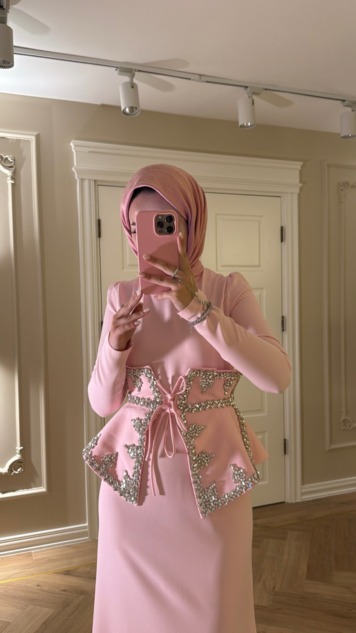 Lissa Taş Detaylı Elbise - Pembe -7519