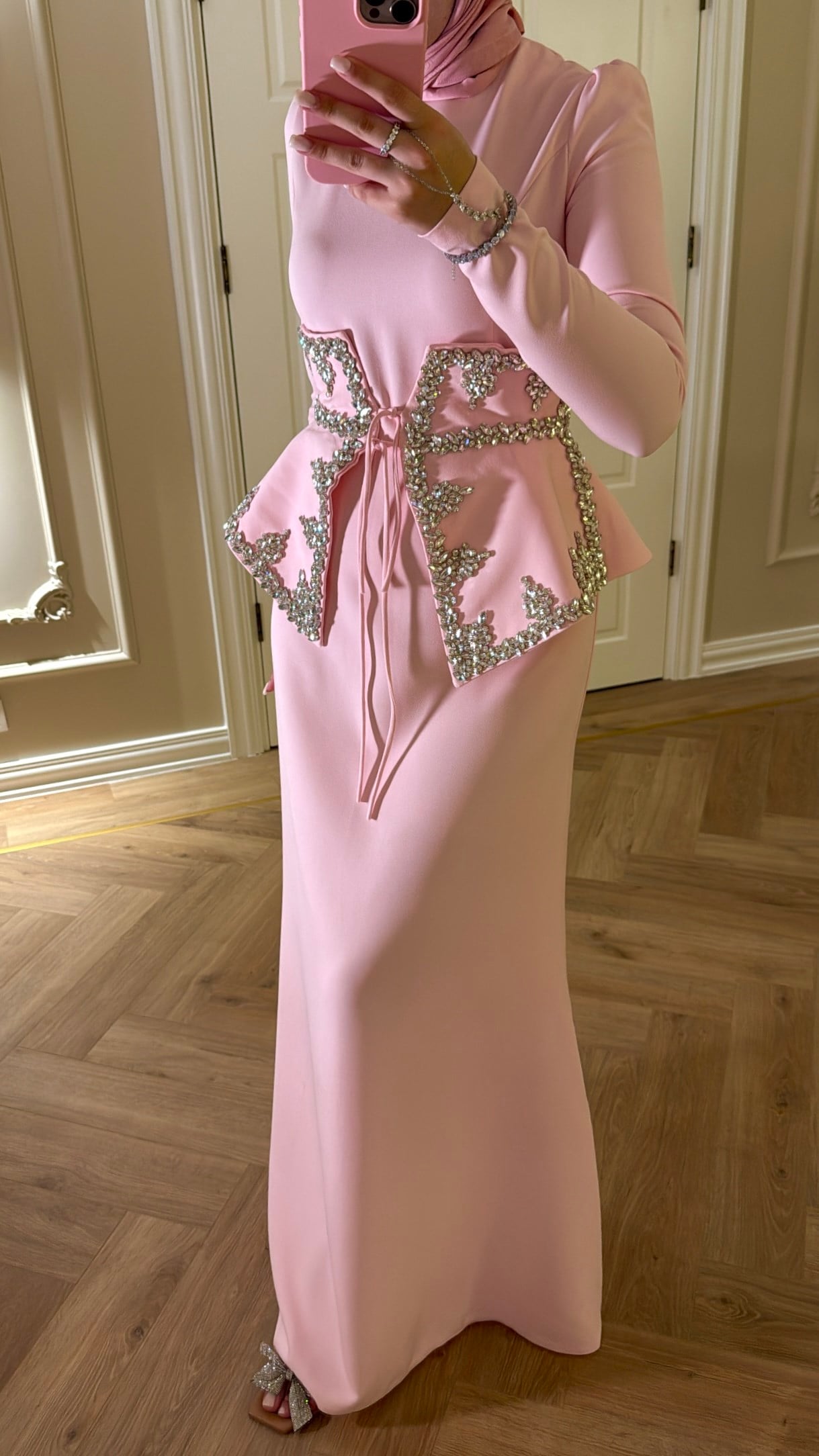 Lissa Taş Detaylı Elbise - Pembe -7519