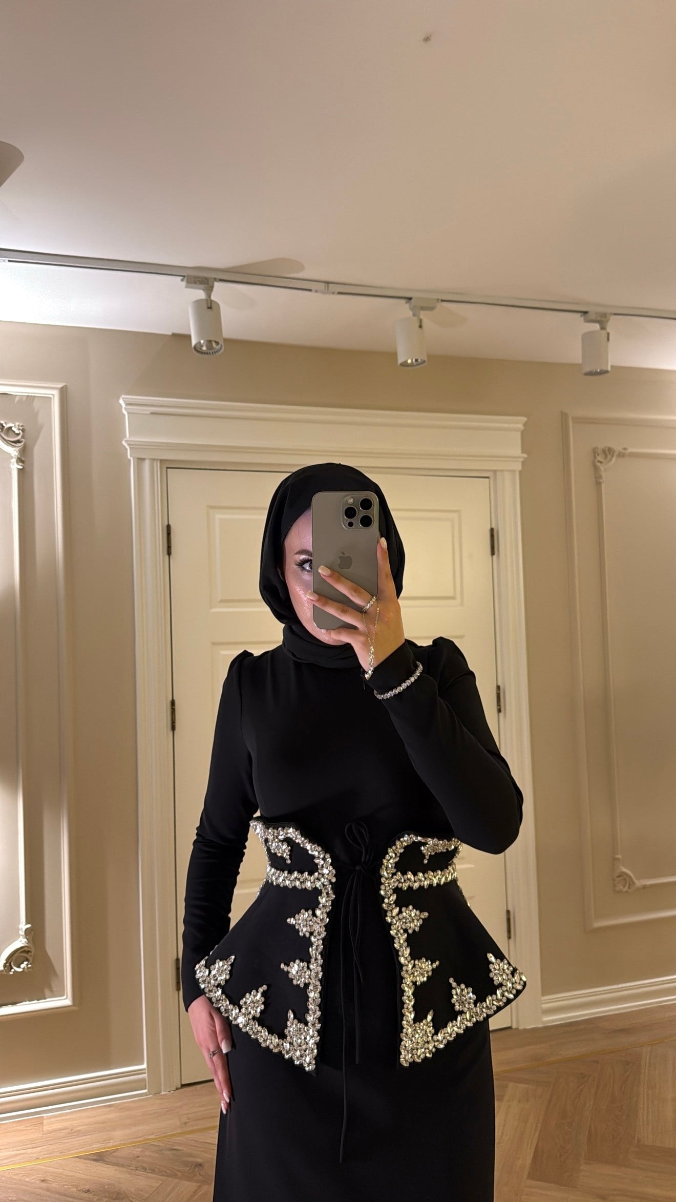 Lissa Swarovski Taş İşlemeli Korseli Abiye Elbise - Siyah-7519