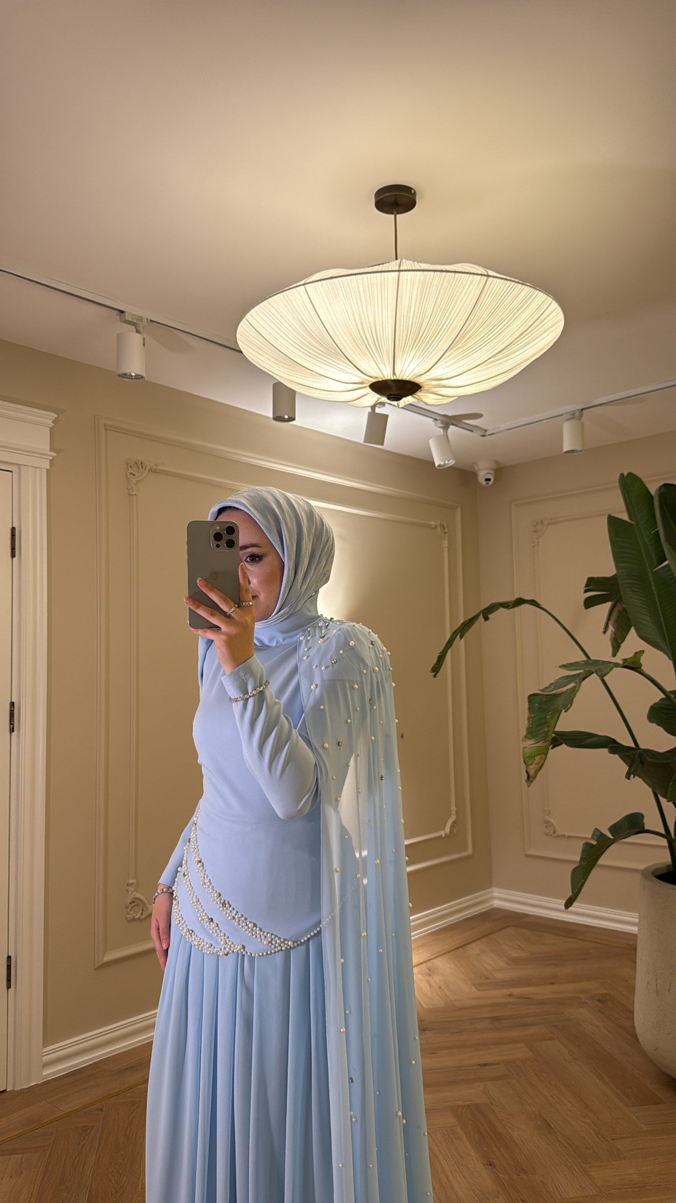Mira İnci Detaylı Pelerinli  Premium Elbise Bebe Mavi-2168