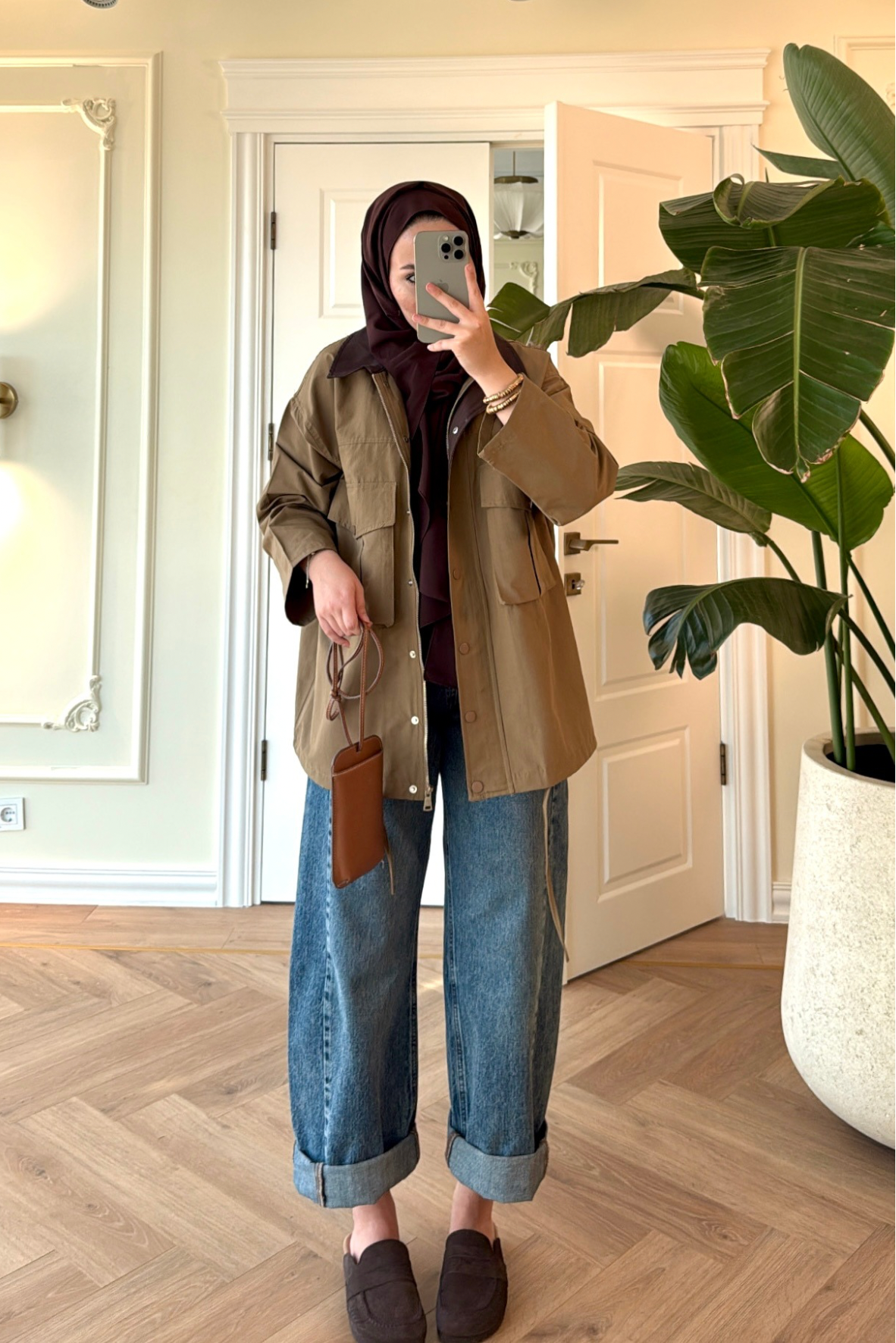 Mng Kontrast Yakalı Premium Oversize Ceket-Haki-4680