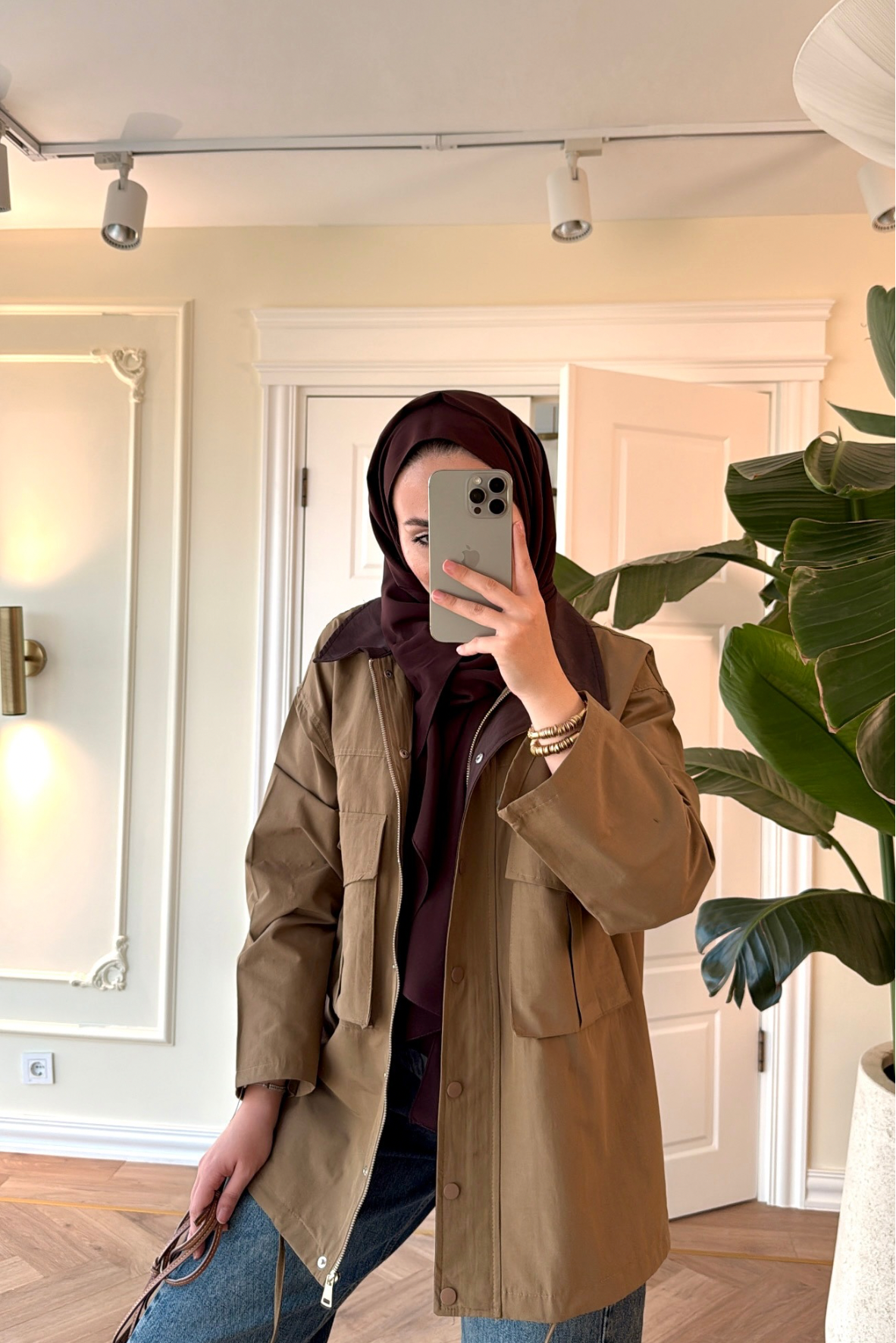 Mng Kontrast Yakalı Premium Oversize Ceket-Haki-4680