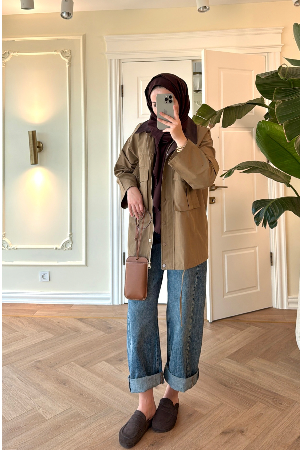 Mng Kontrast Yakalı Premium Oversize Ceket-Haki-4680
