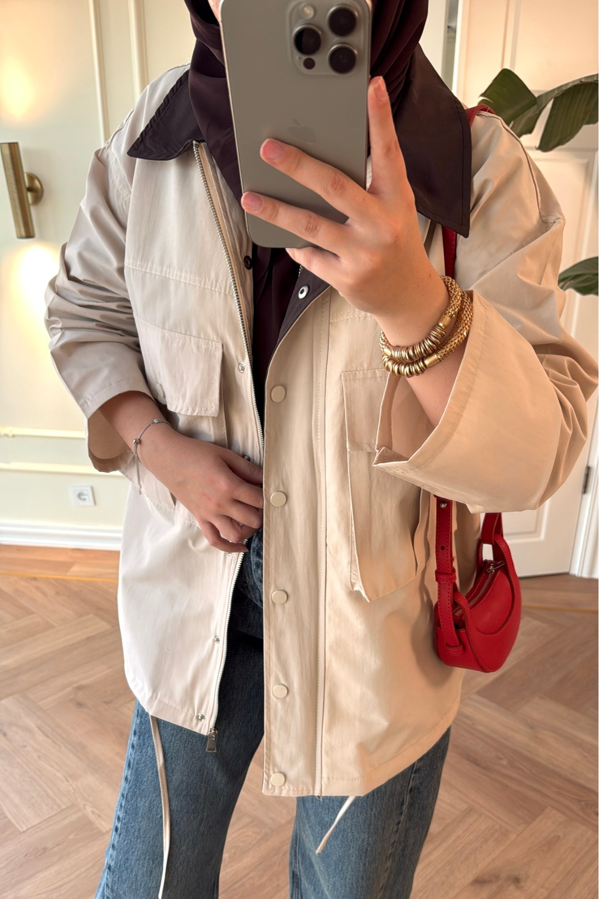 Mng Kontrast Yakalı Premium Oversize Ceket-Bej-4680