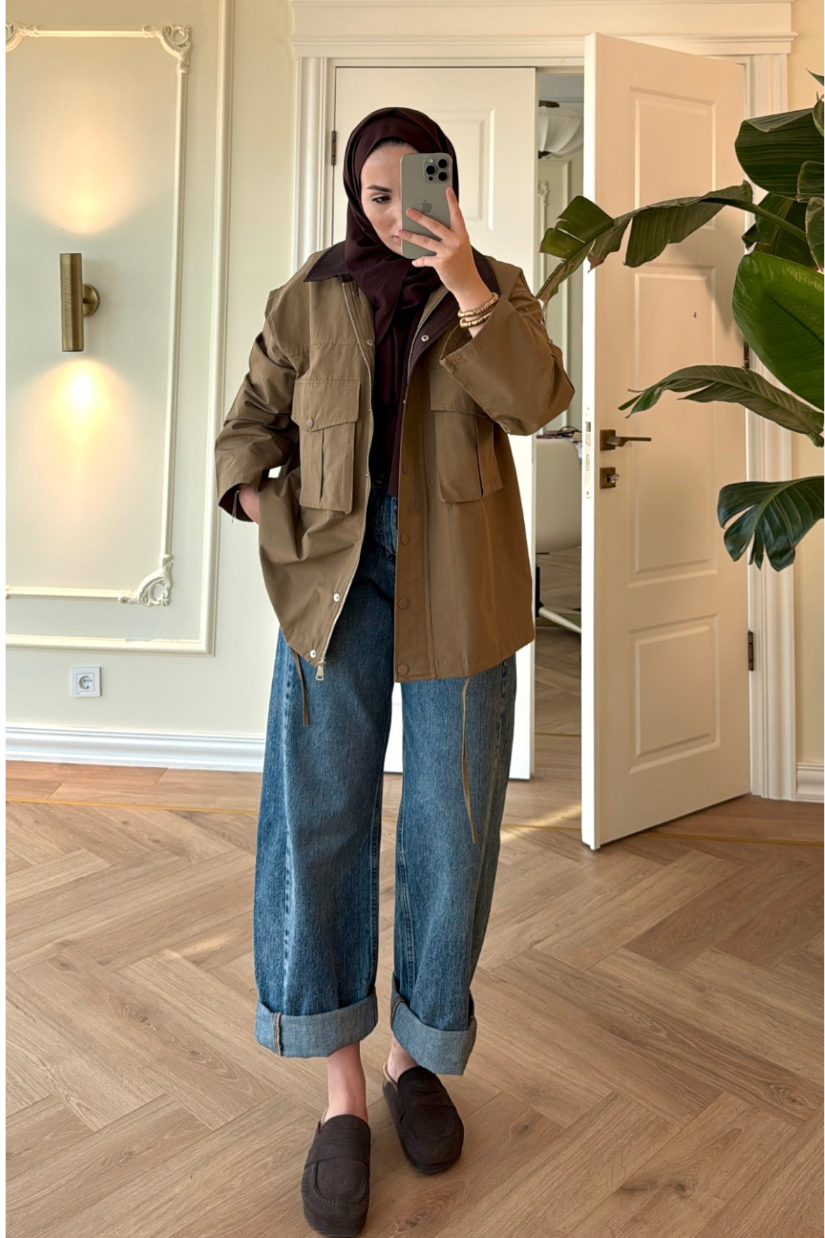 Mng Kontrast Yakalı Premium Oversize Ceket-Haki-4680