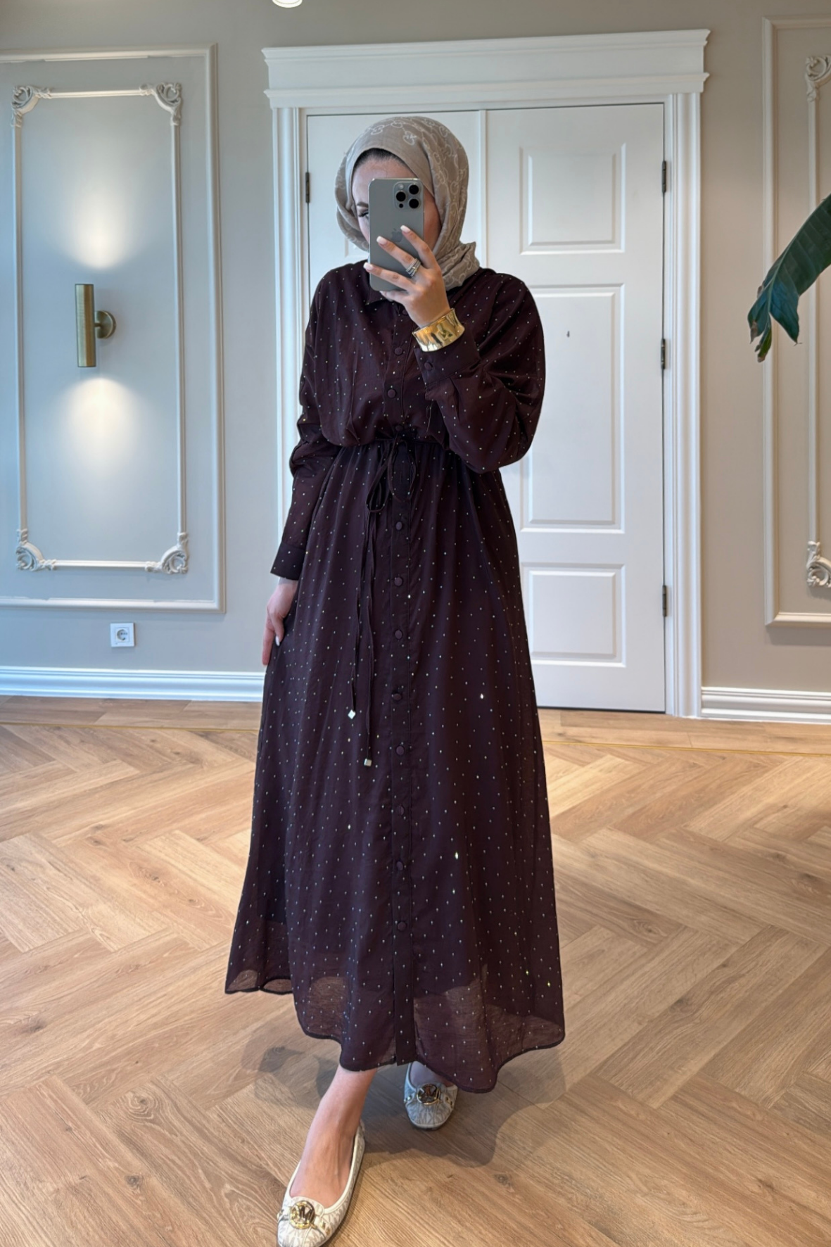 Monica Taşlı Elbise Bordo-8574