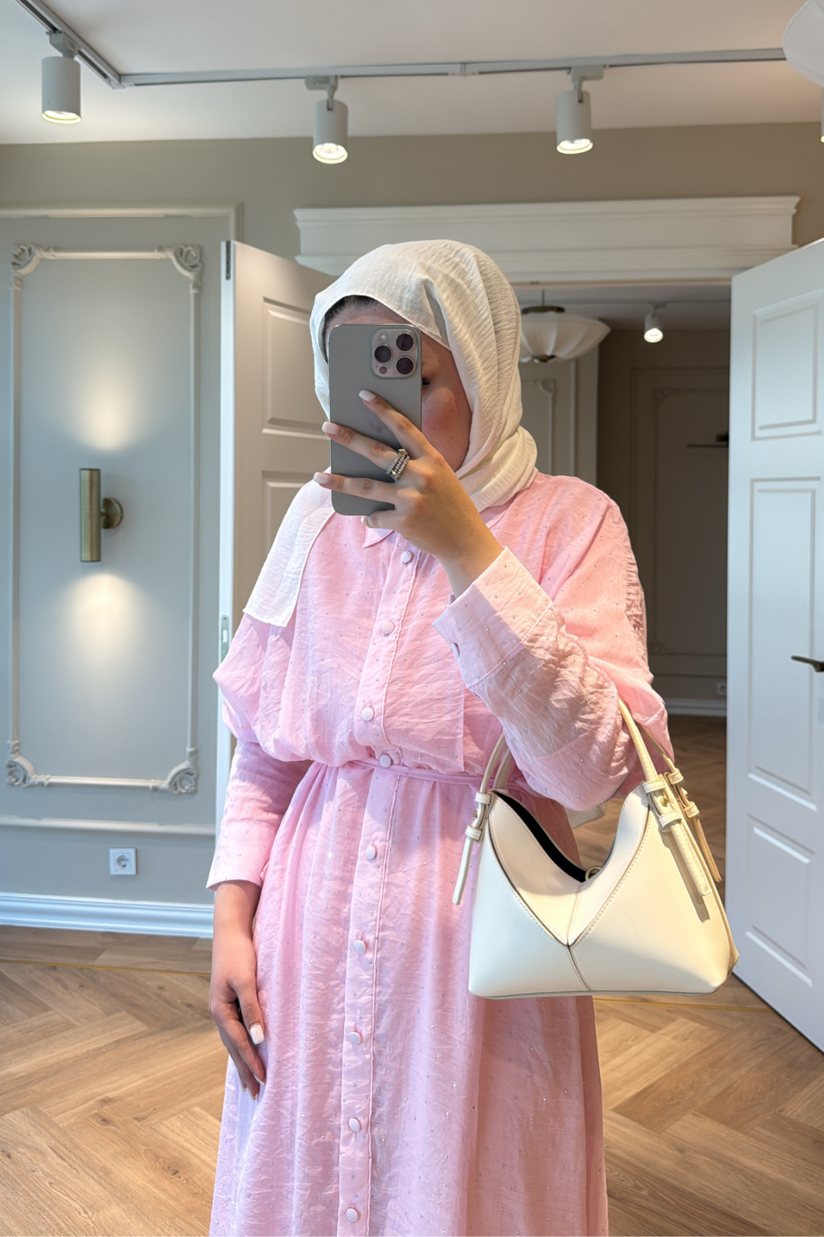Monica Taşlı Elbise Pembe-8574