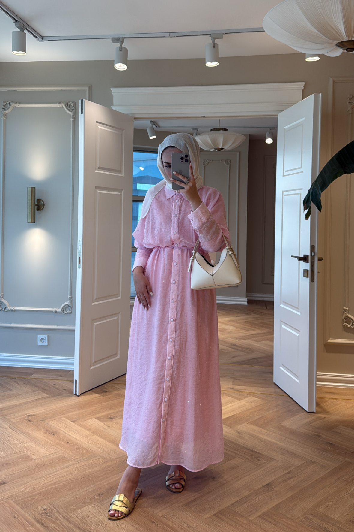 Monica Taşlı Elbise Pembe-8574