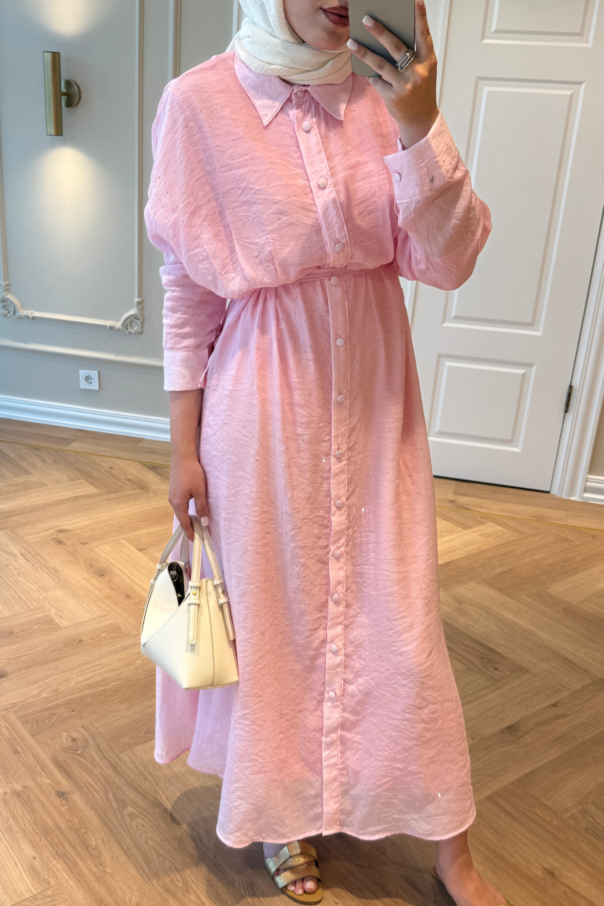 Monica Taşlı Elbise Pembe-8574