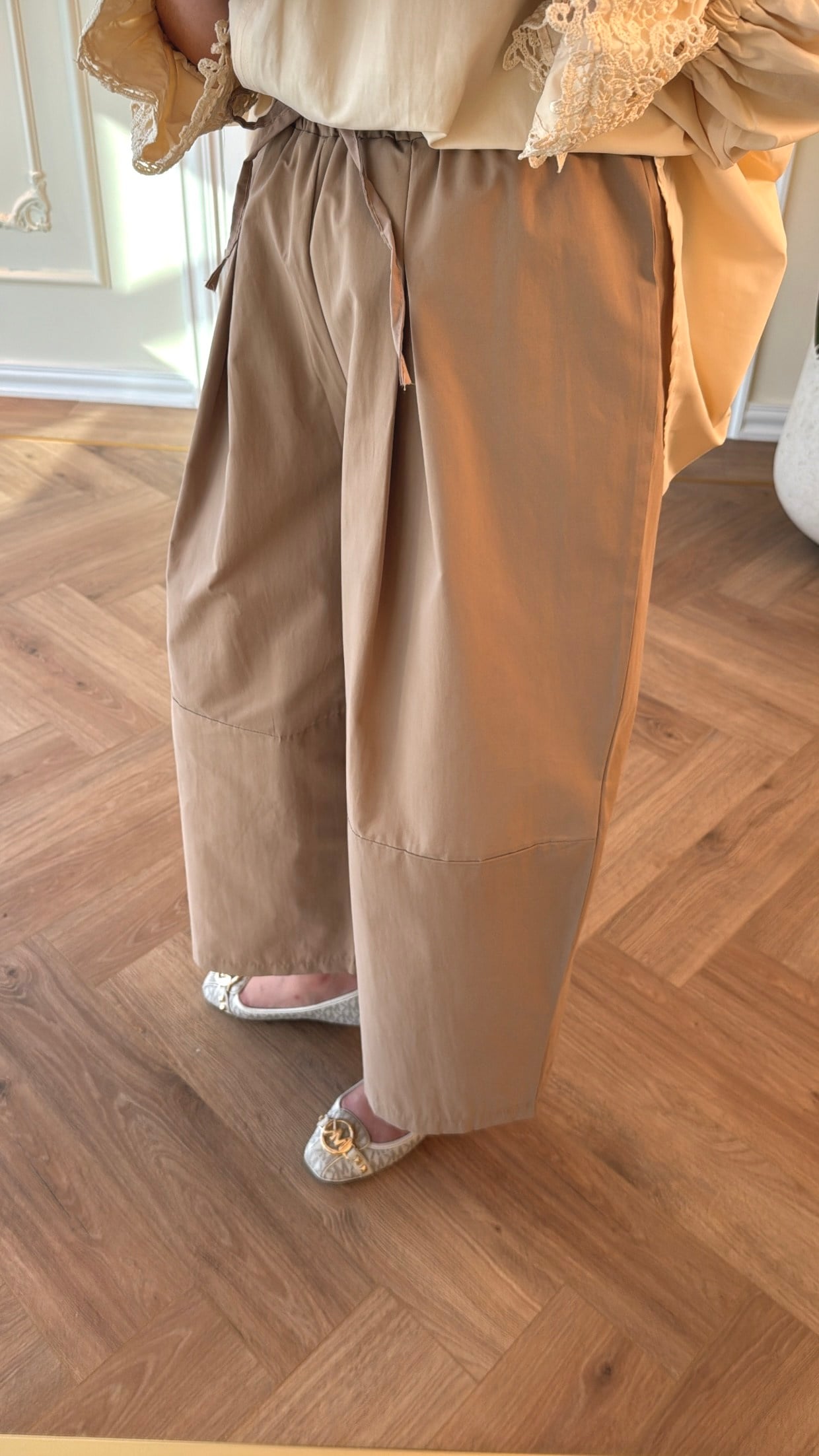 Paraşüt Kumaş Pantolon - Camel-4035