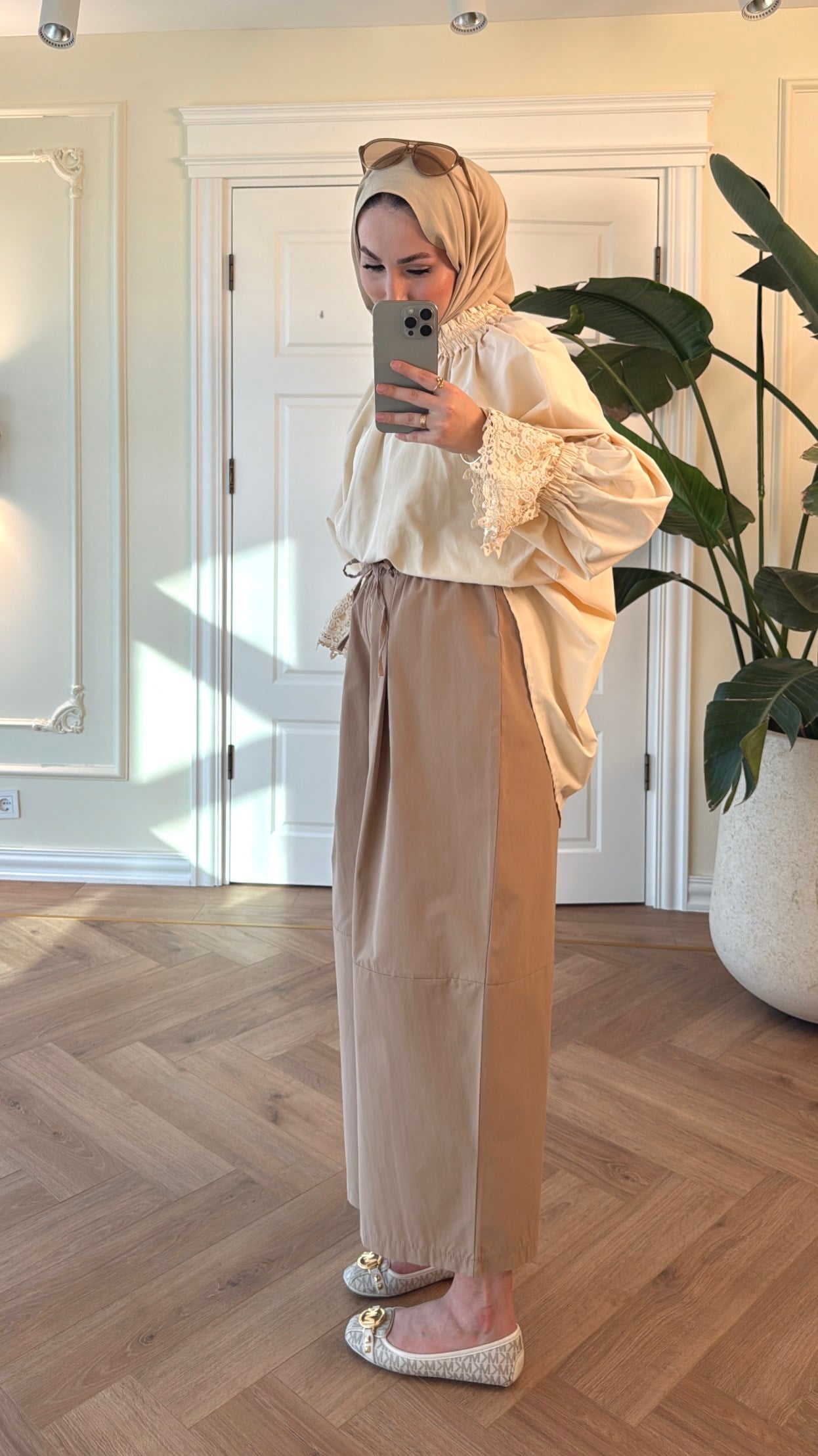 Paraşüt Kumaş Pantolon - Camel-4035