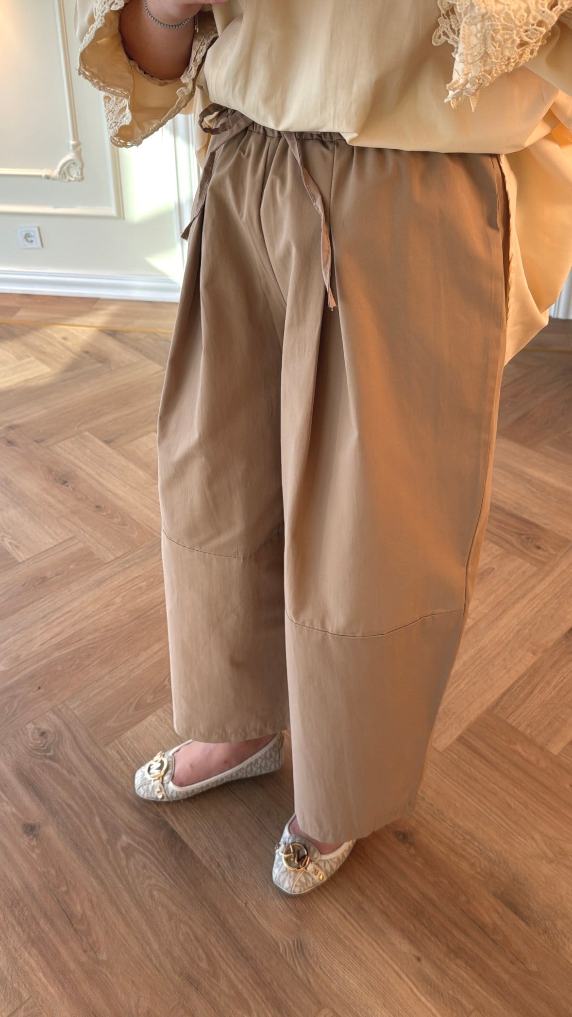 Paraşüt Kumaş Pantolon - Camel-4035