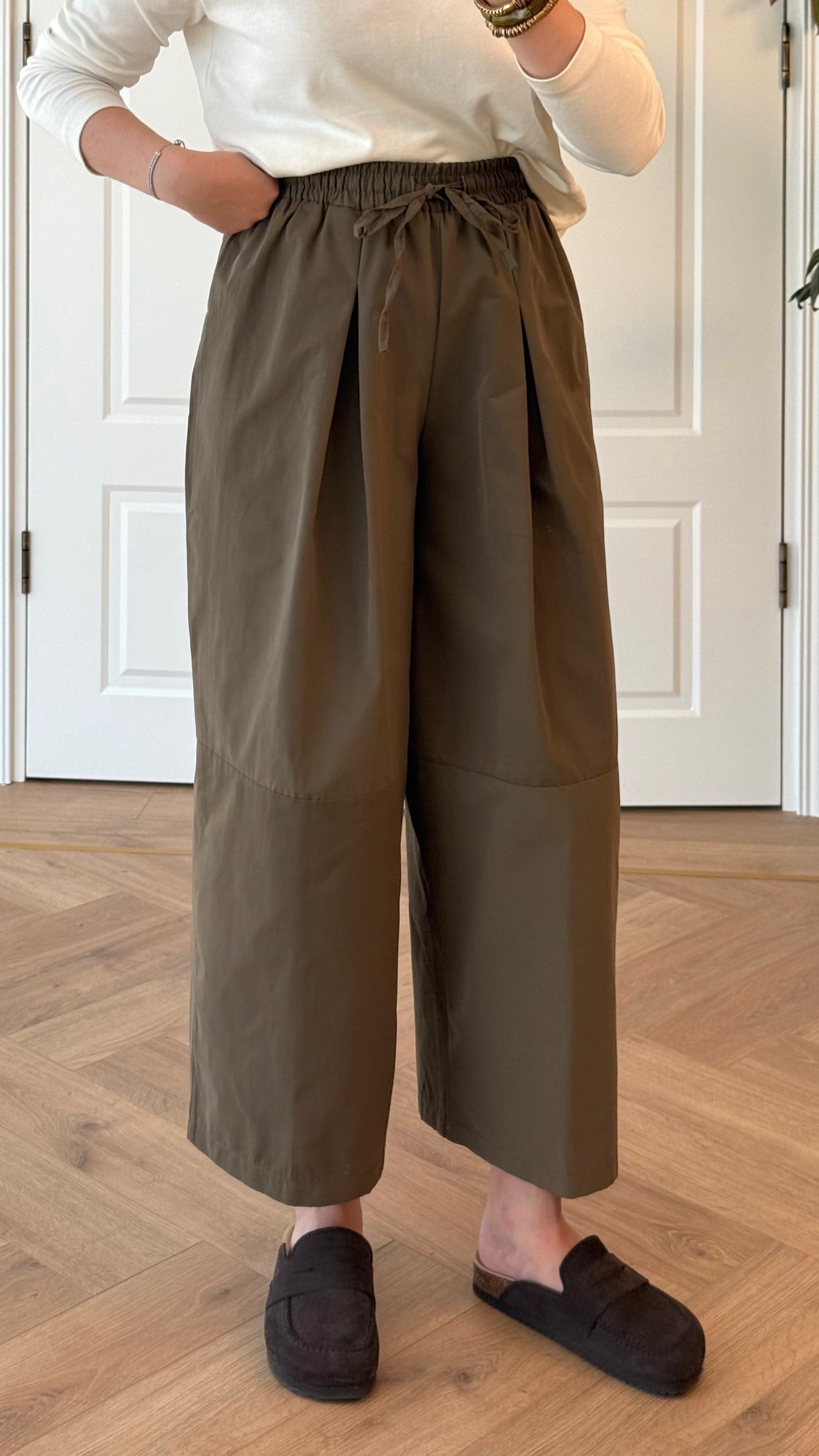Paraşüt Kumaş Pantolon - Haki-4035