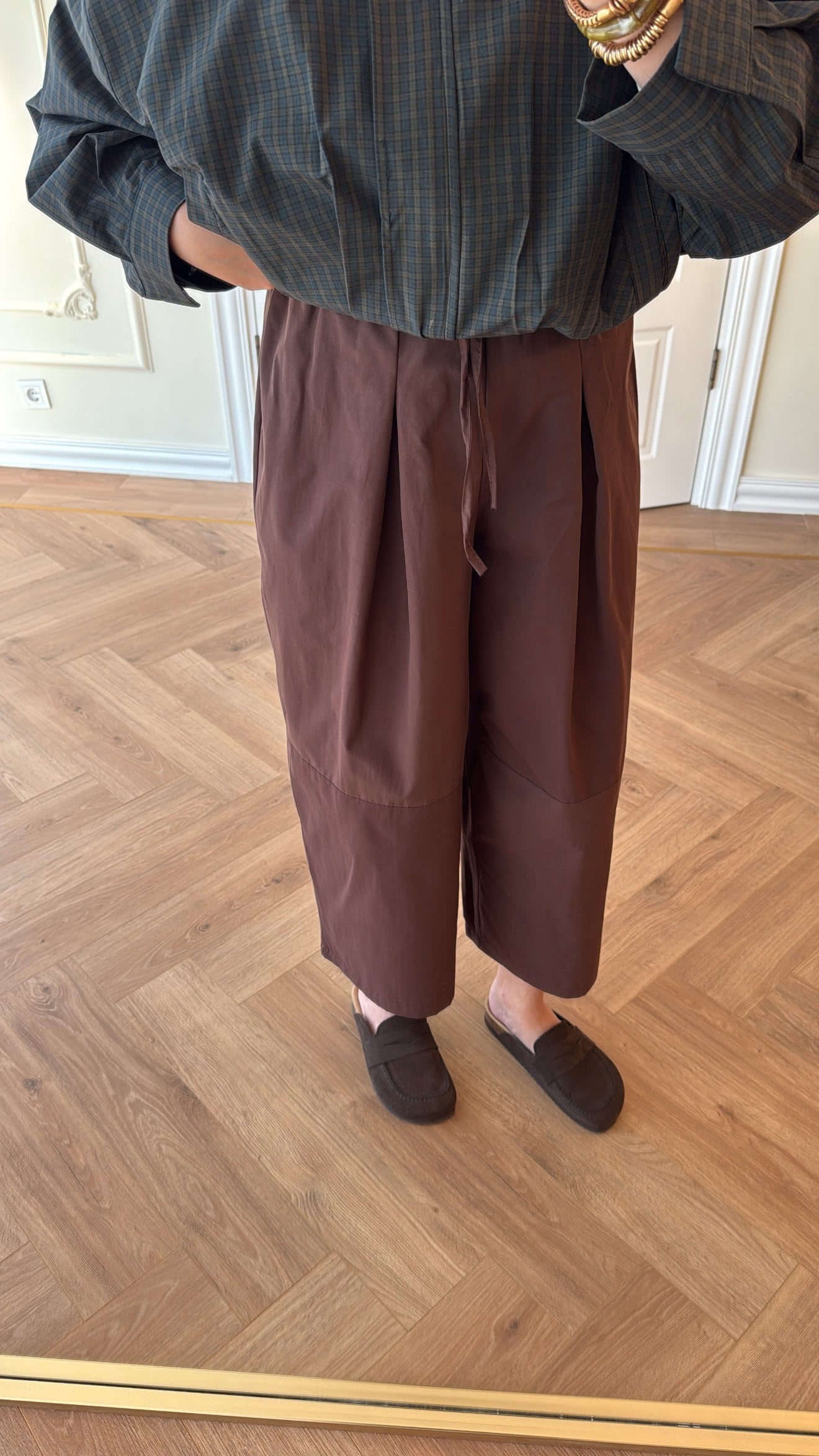 Paraşüt Kumaş Pantolon - Kahve-4035