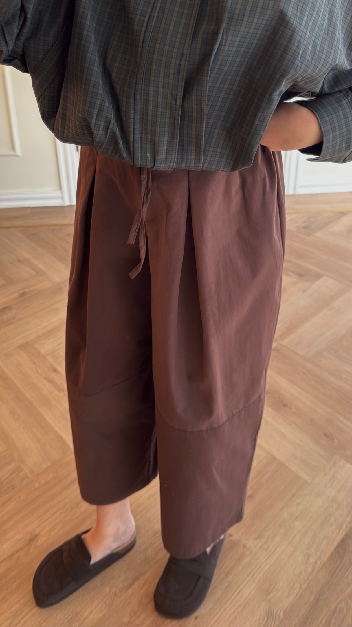 Paraşüt Kumaş Pantolon - Kahve-4035