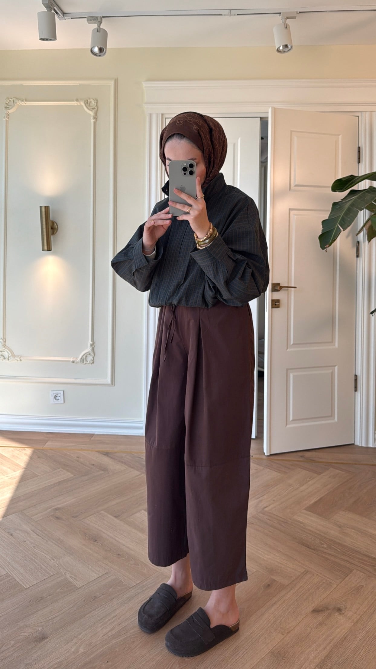 Paraşüt Kumaş Pantolon - Kahve-4035