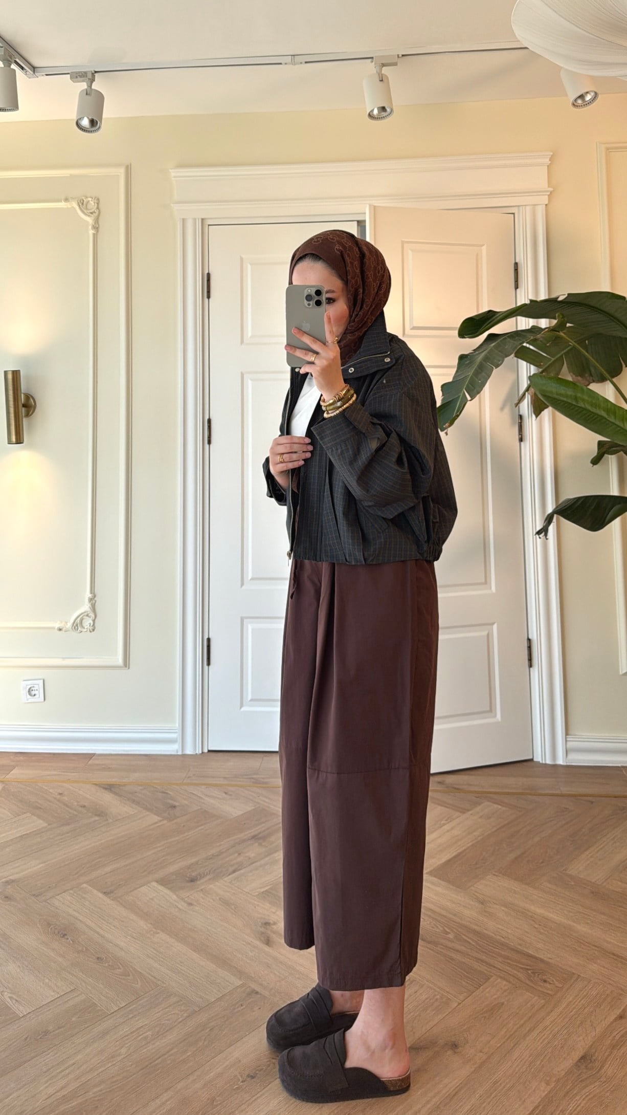 Paraşüt Kumaş Pantolon - Kahve-4035