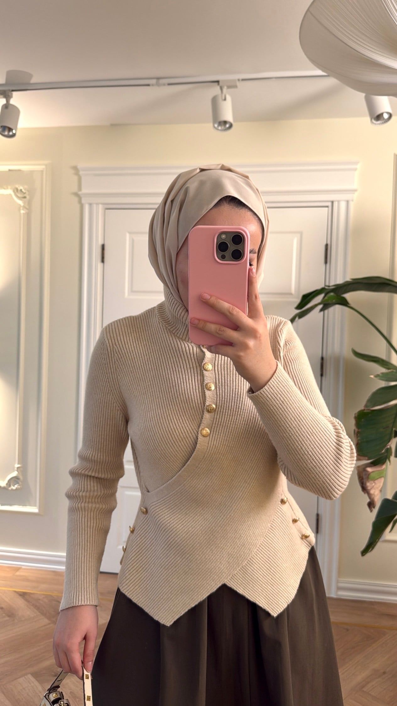 Paris Gold Düğme Detaylı Triko Hırka - -4540