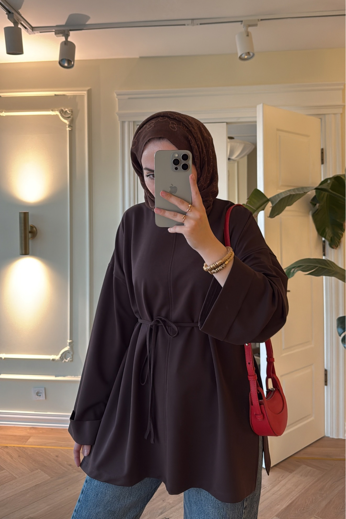 Premium Oversize Basic Sweat  - Kahverengi-2525