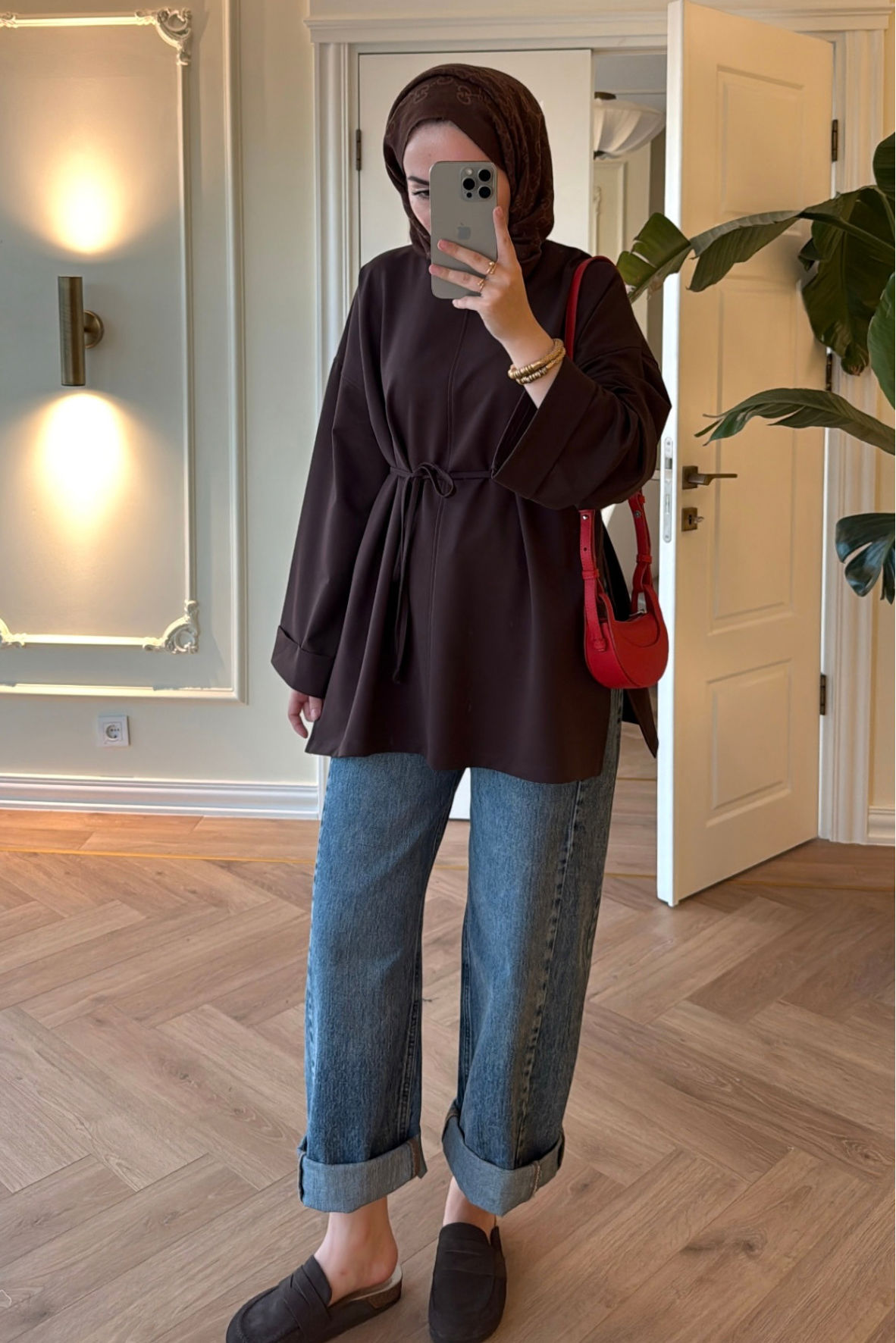 Premium Oversize Basic Sweat  - Kahverengi-2525