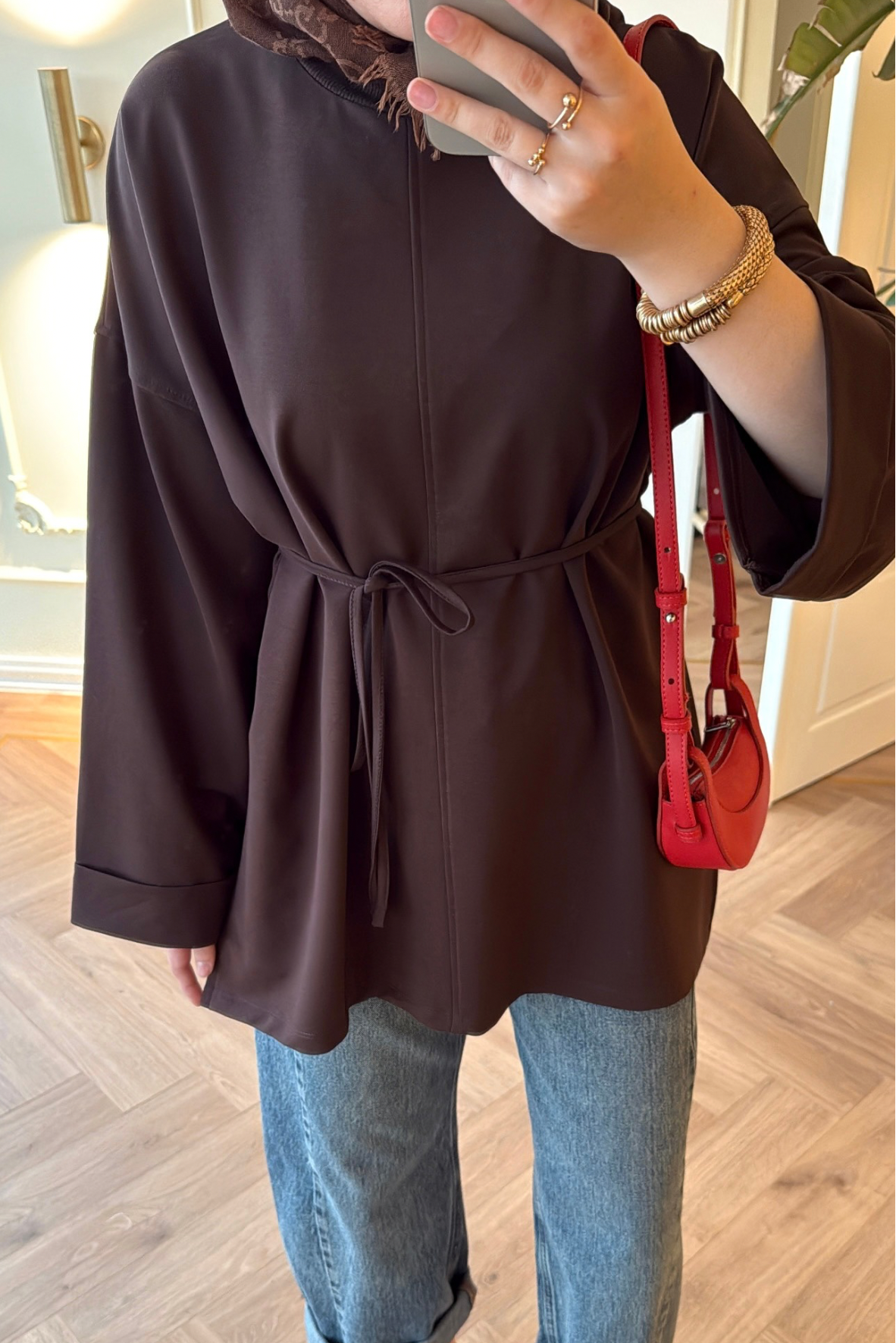 Premium Oversize Basic Sweat  - Kahverengi-2525