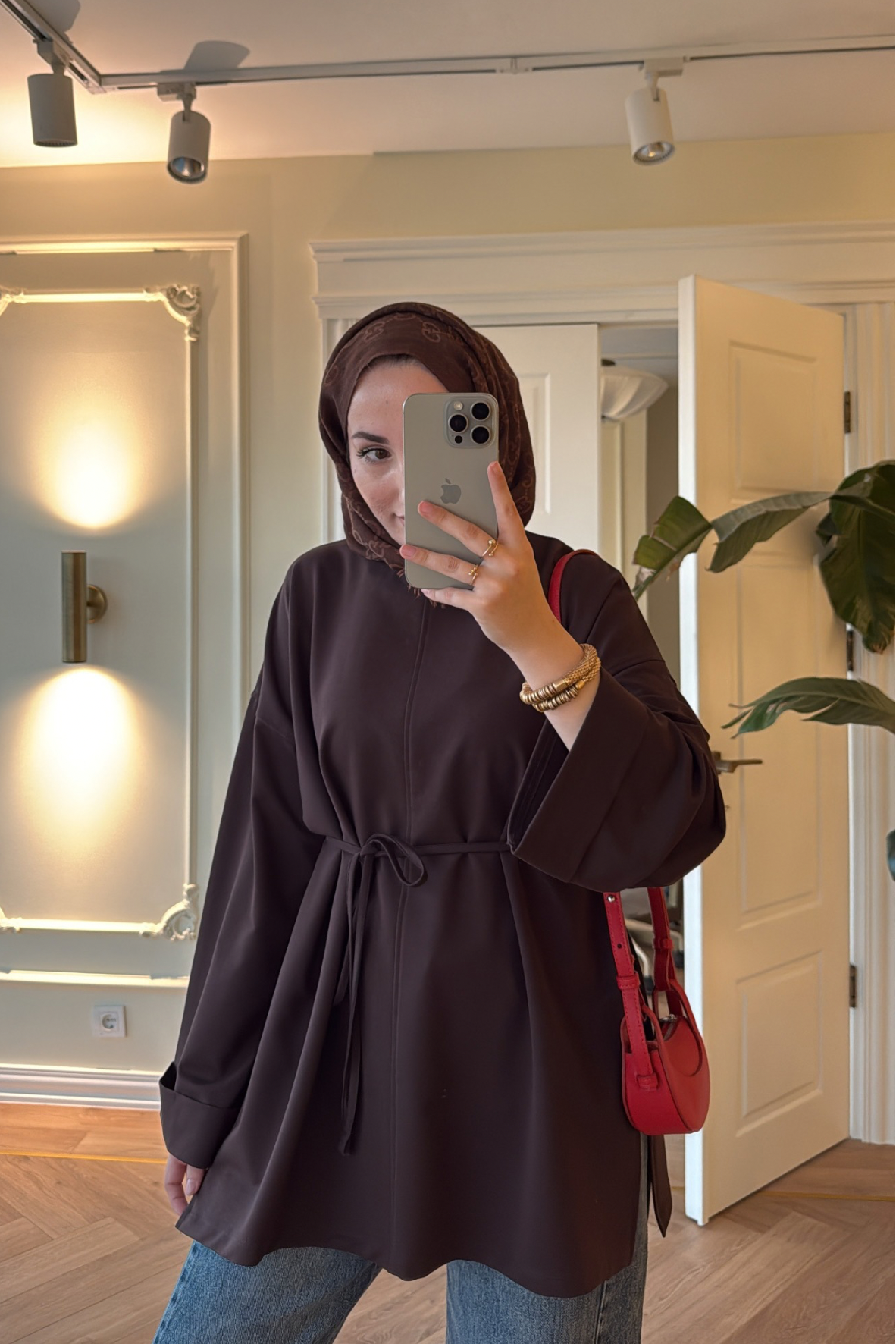 Premium Oversize Basic Sweat  - Kahverengi-2525
